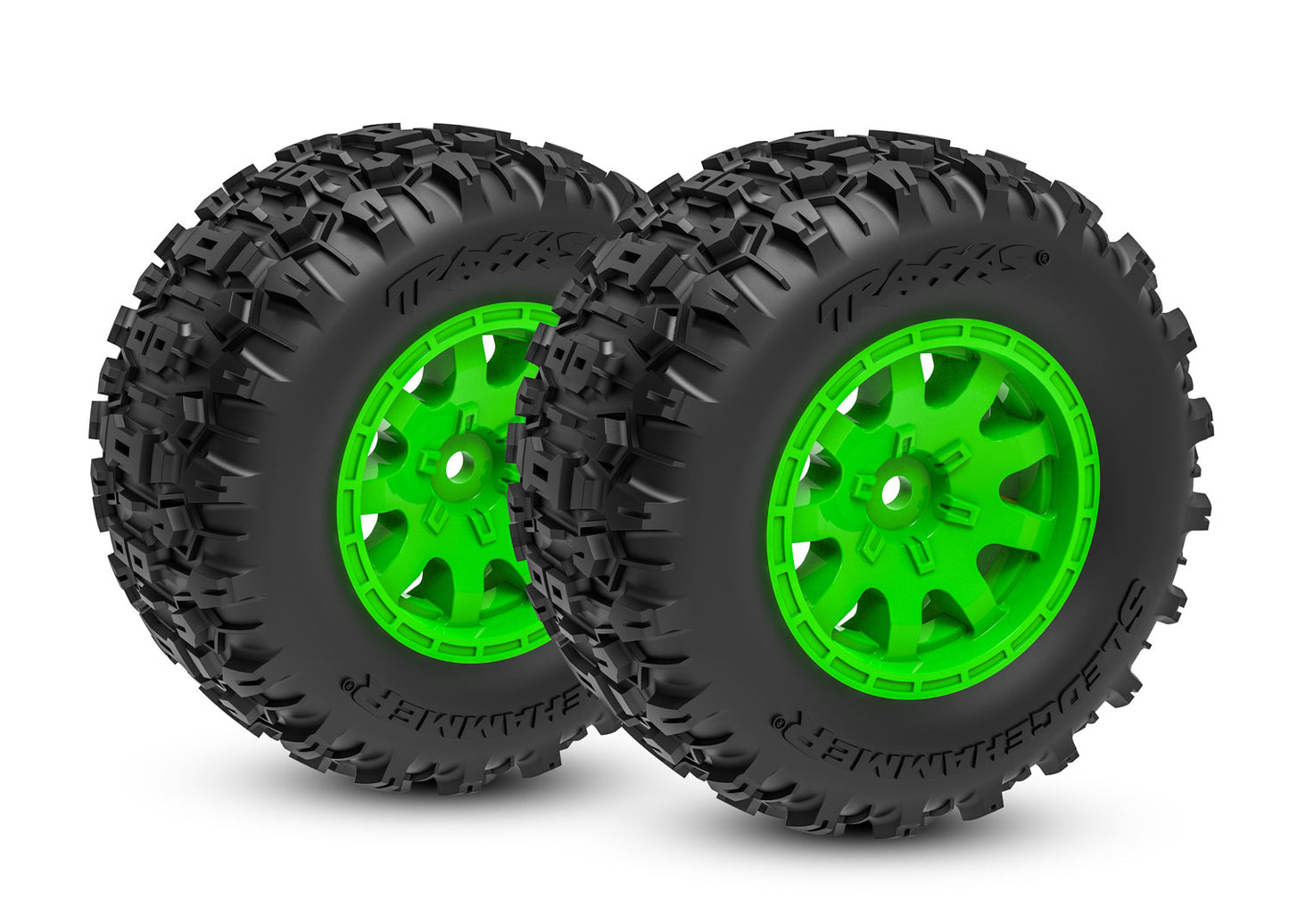 Sledgehammer Premounted Front Tires with Green Wheels for Mini Maxx (2) (TRA10771-GRN)