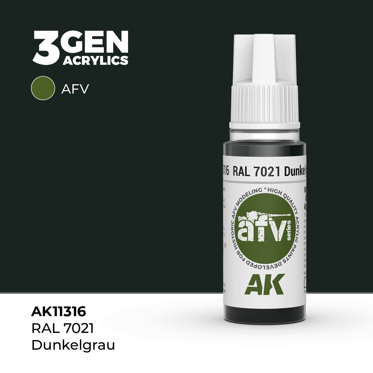 3G RAL 7021 Dunkelgrau 17ml Bottle Acrylic Paint (AKI-11316)