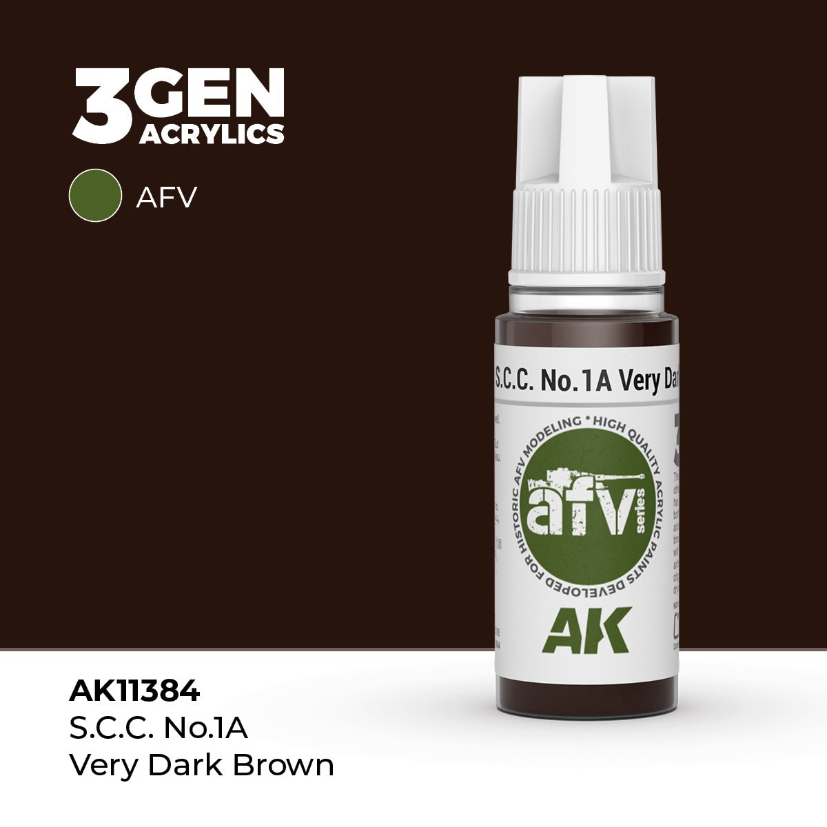 3G S.C.C. No.1A Very Dark Brown 17ml Bottle Acrylic Paint (AKI-11384)