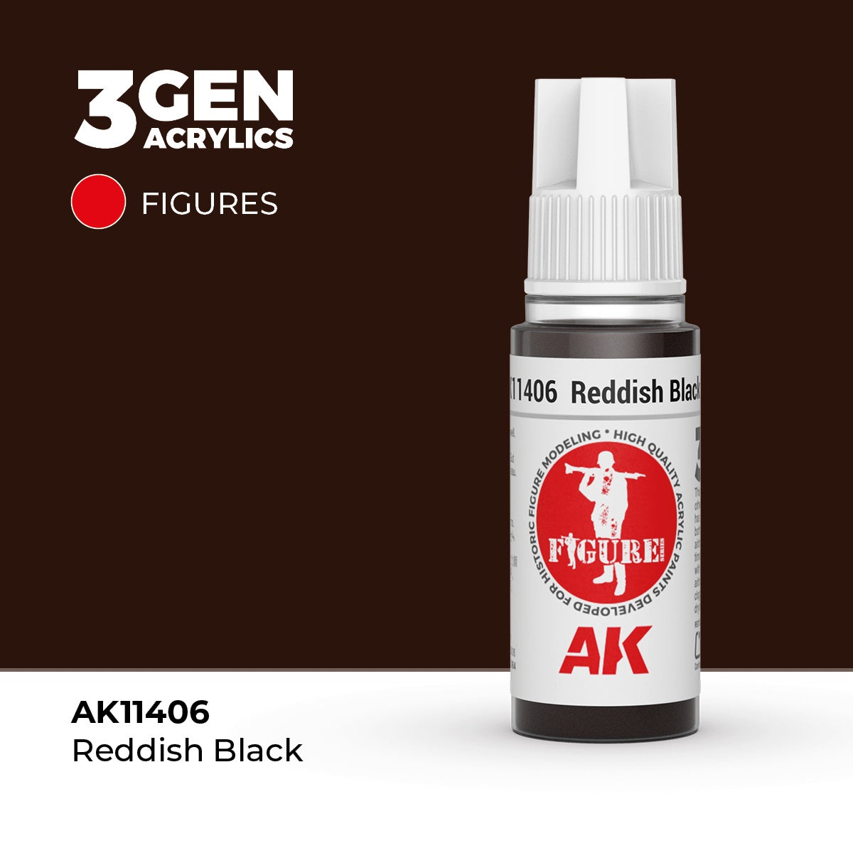 3G Reddish Black 17ml Bottle Acrylic Paint (AKI-11406)
