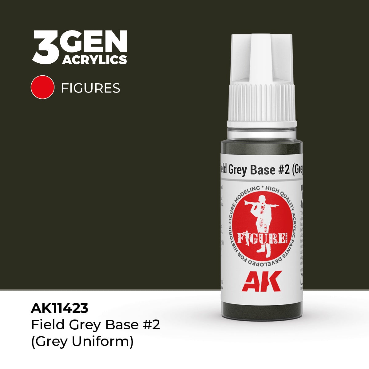 3G Field Grey Base #2 (Grey Uniform) 17ml Bottle Acrylic Paint (AKI-11423)