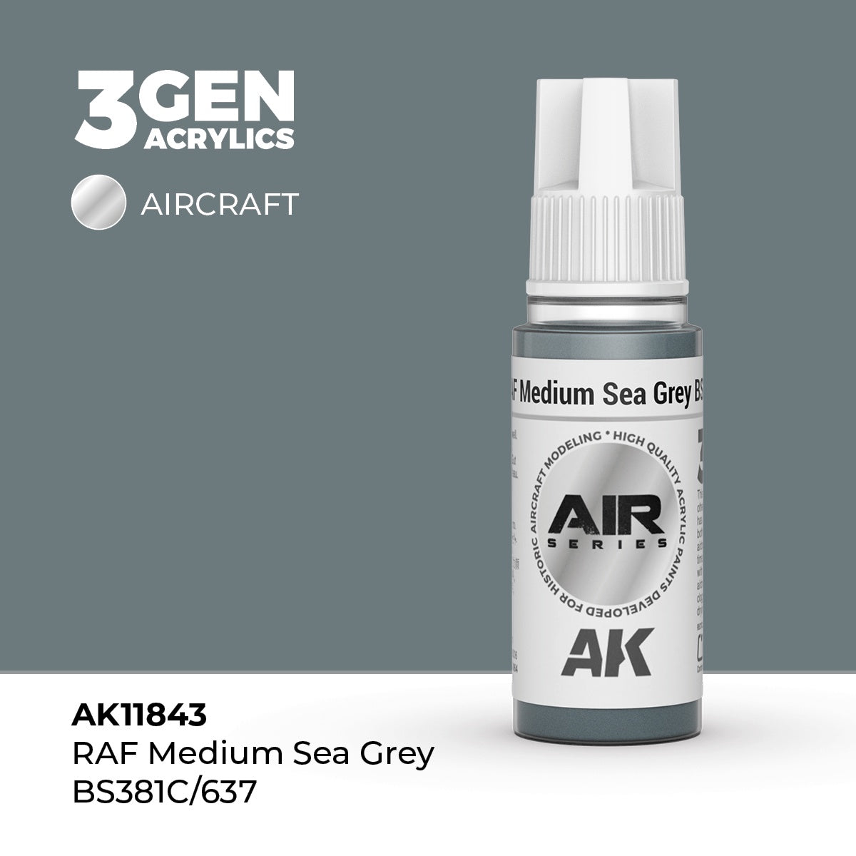 3G AIR RAF Medium Sea Grey BS381C/637 17ml Bottle Acrylic Paint (AKI-11843)
