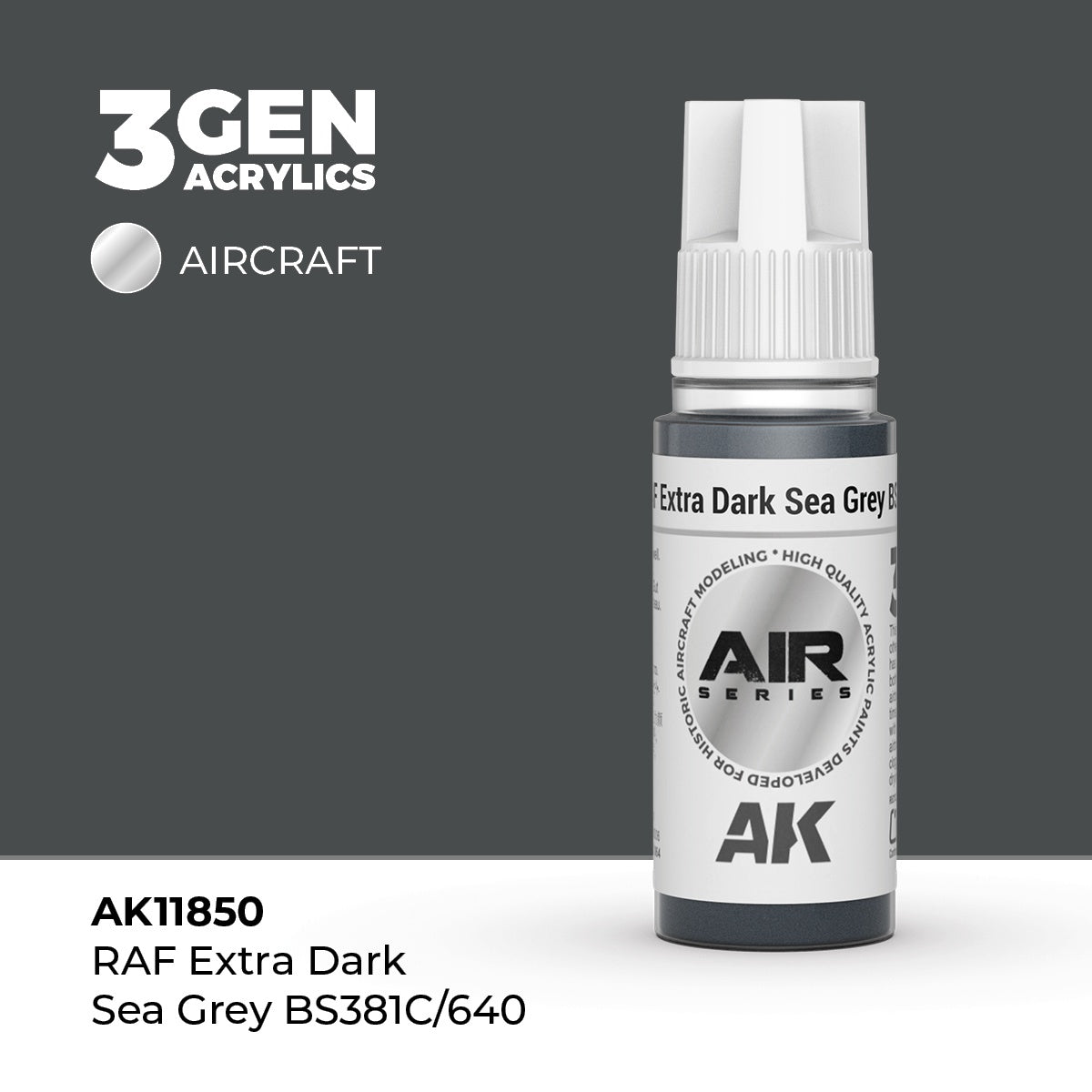 3G AIR RAF Extra Dark Sea Grey BS381C/640 17ml Bottle Acrylic Paint (AKI-11850)