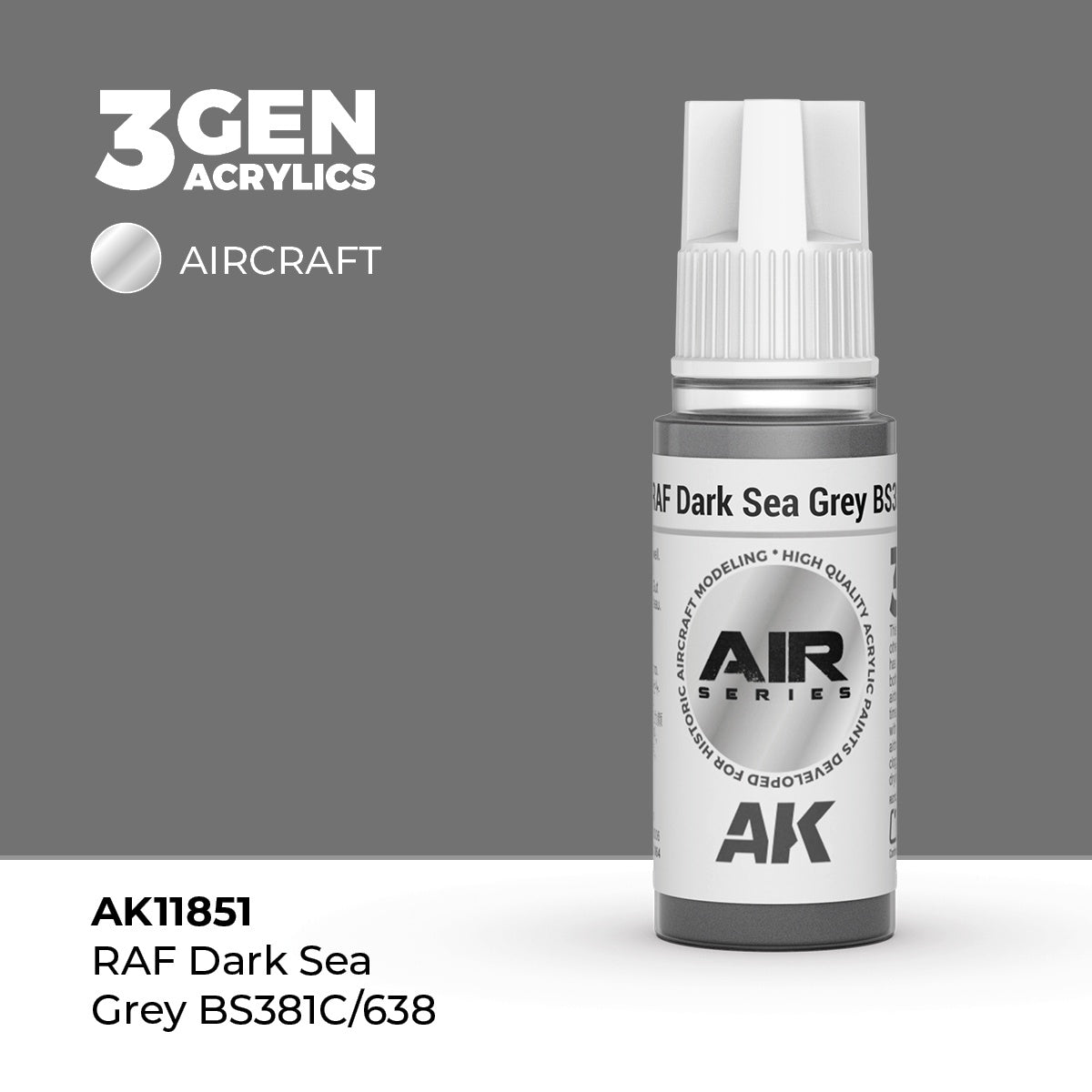 3G AIR RAF Dark Sea Grey BS381C/638 17ml Bottle Acrylic Paint (AKI-11851)