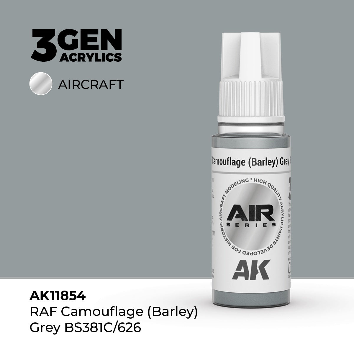 3G AIR RAF Camouflage (Barley) Grey BS381C/626 17ml Bottle Acrylic Paint (AKI-11854)