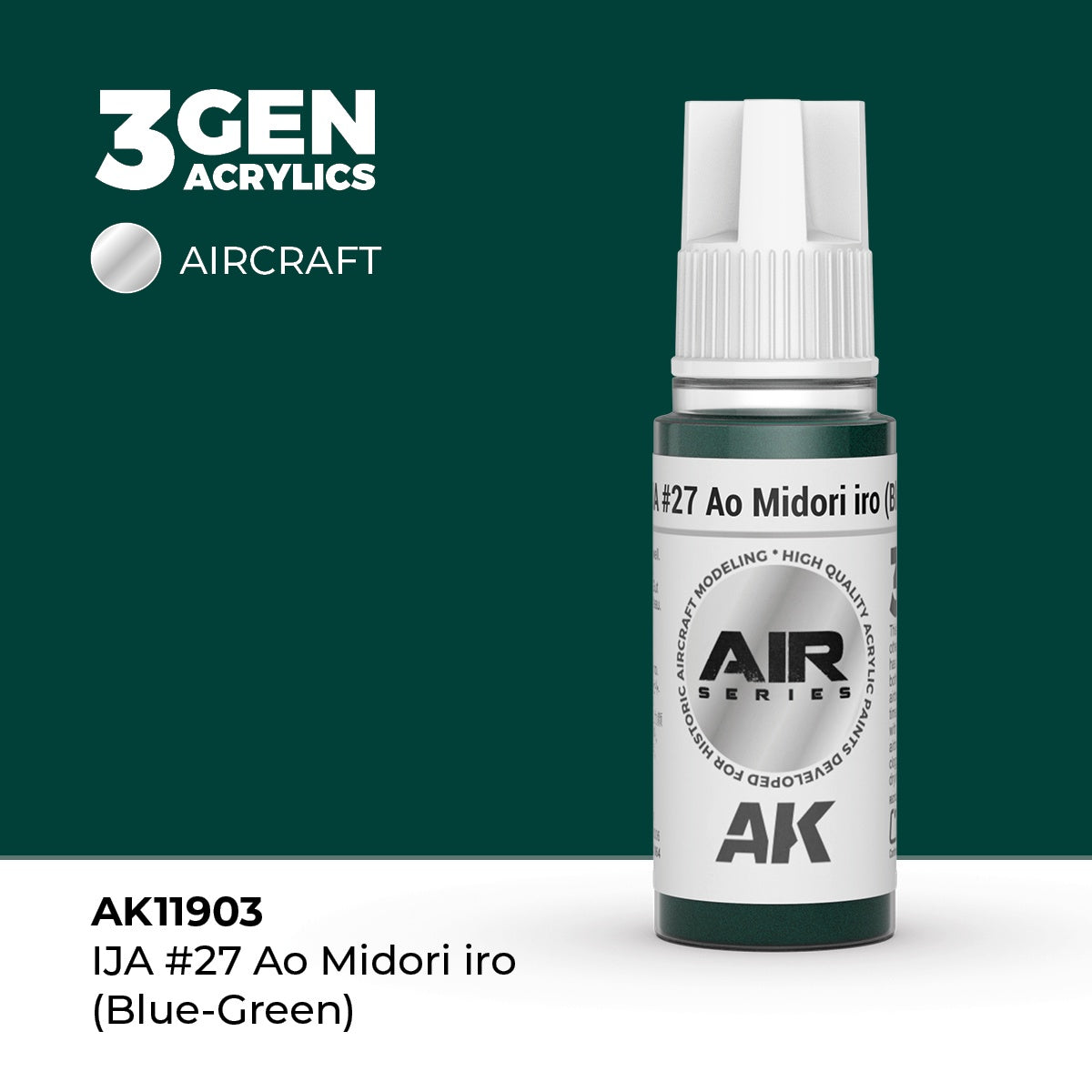 3G AIR IJA #27 Ao Midori iro (Blue-Green) 17ml Bottle Acrylic Paint (AKI-11903)