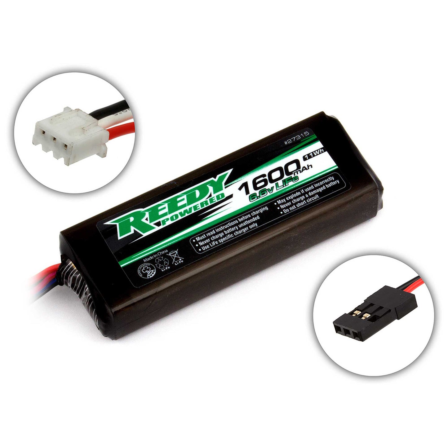 6.6V 1600mAh 2S Reedy LiFe Transmitter & Receiver Battery (ASC27315)