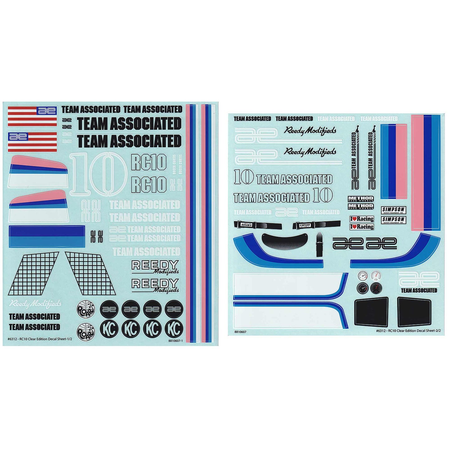 Decal Sheets for RC10CC (ASC6312)