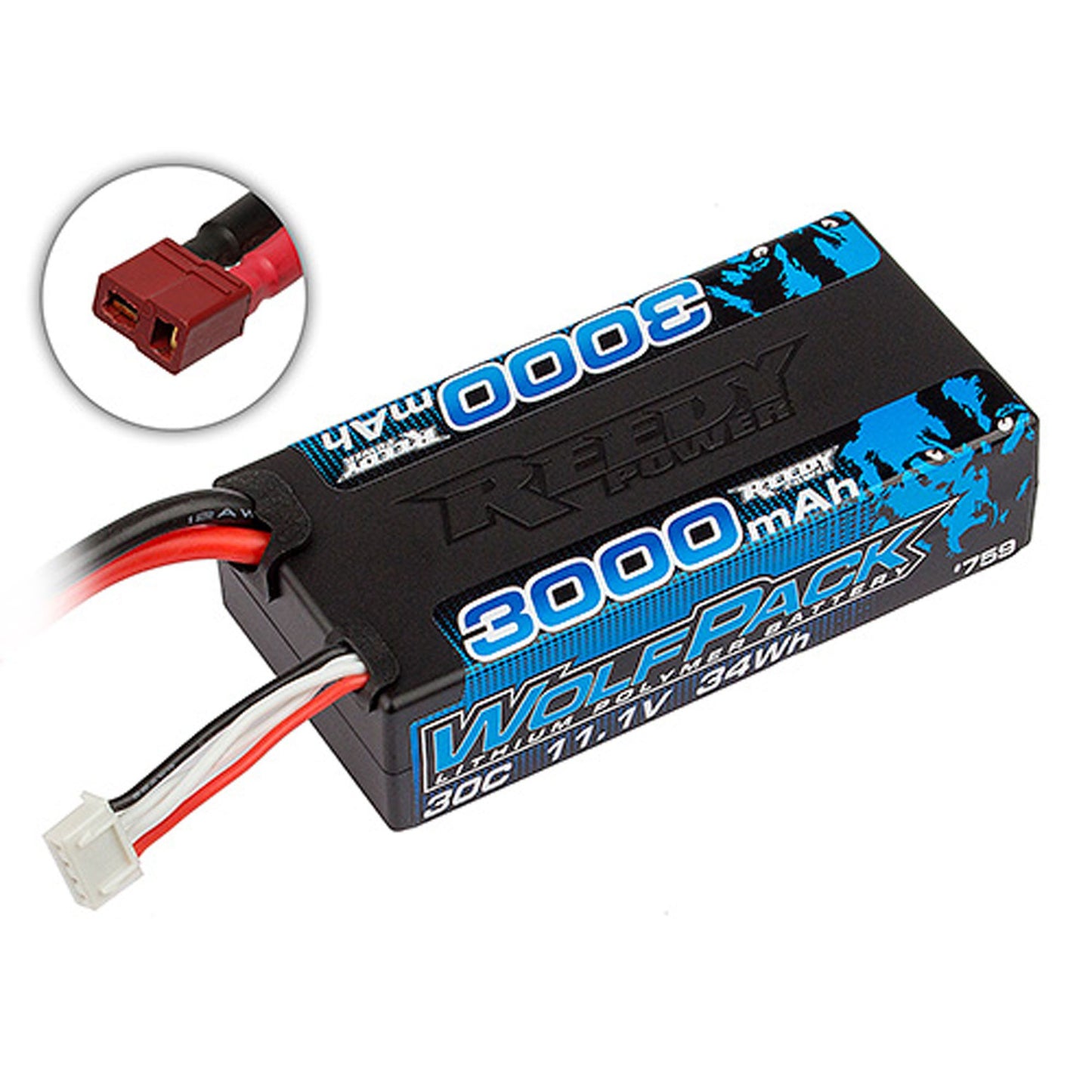 11.1V 3000mAh 3S Reedy Wolfpack Shorty LiPo Battery with T-Plug (ASC759)