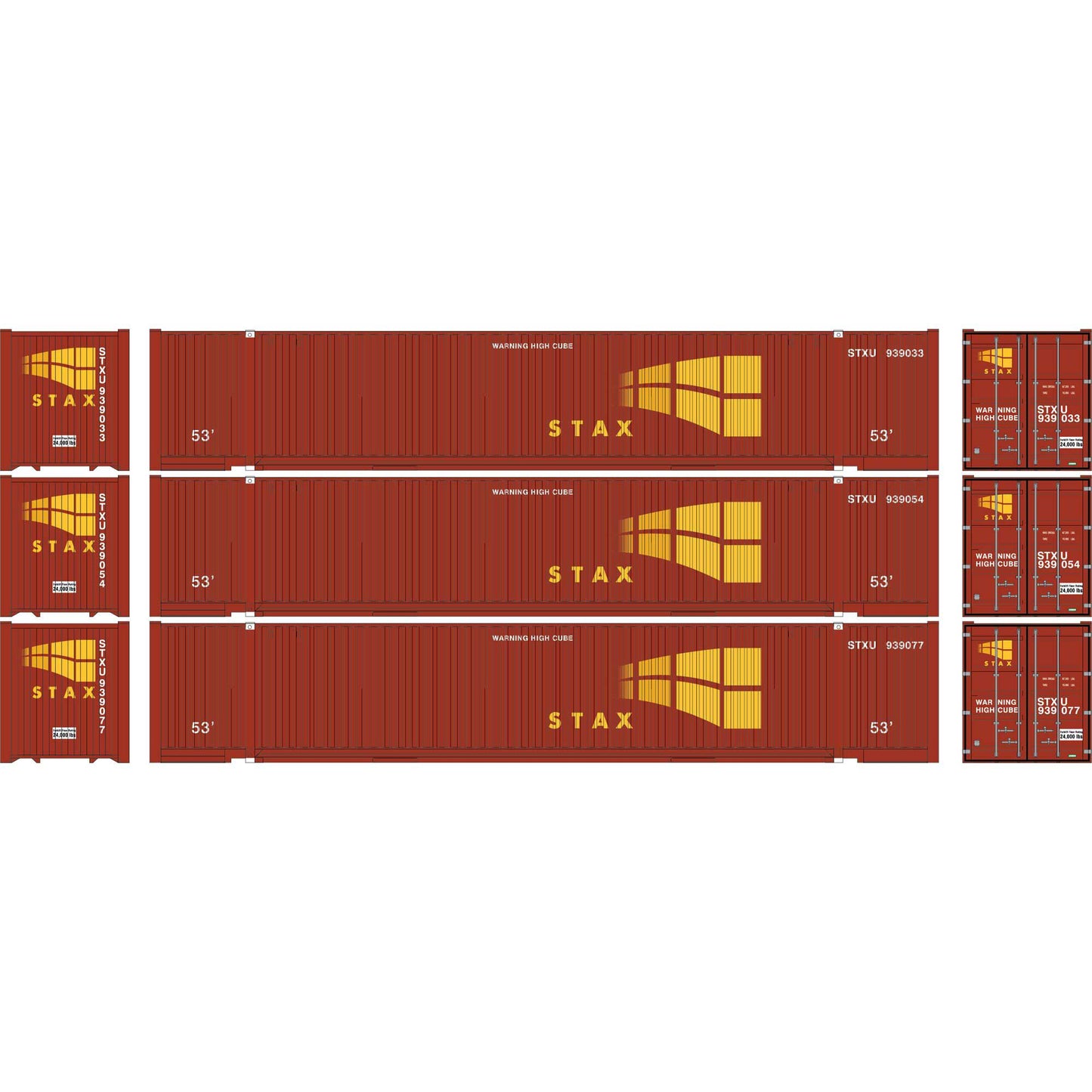 HO 53' Jindo Containers (STXU #939033, #939054, #939077) - Set of 3 (ATH-1003)