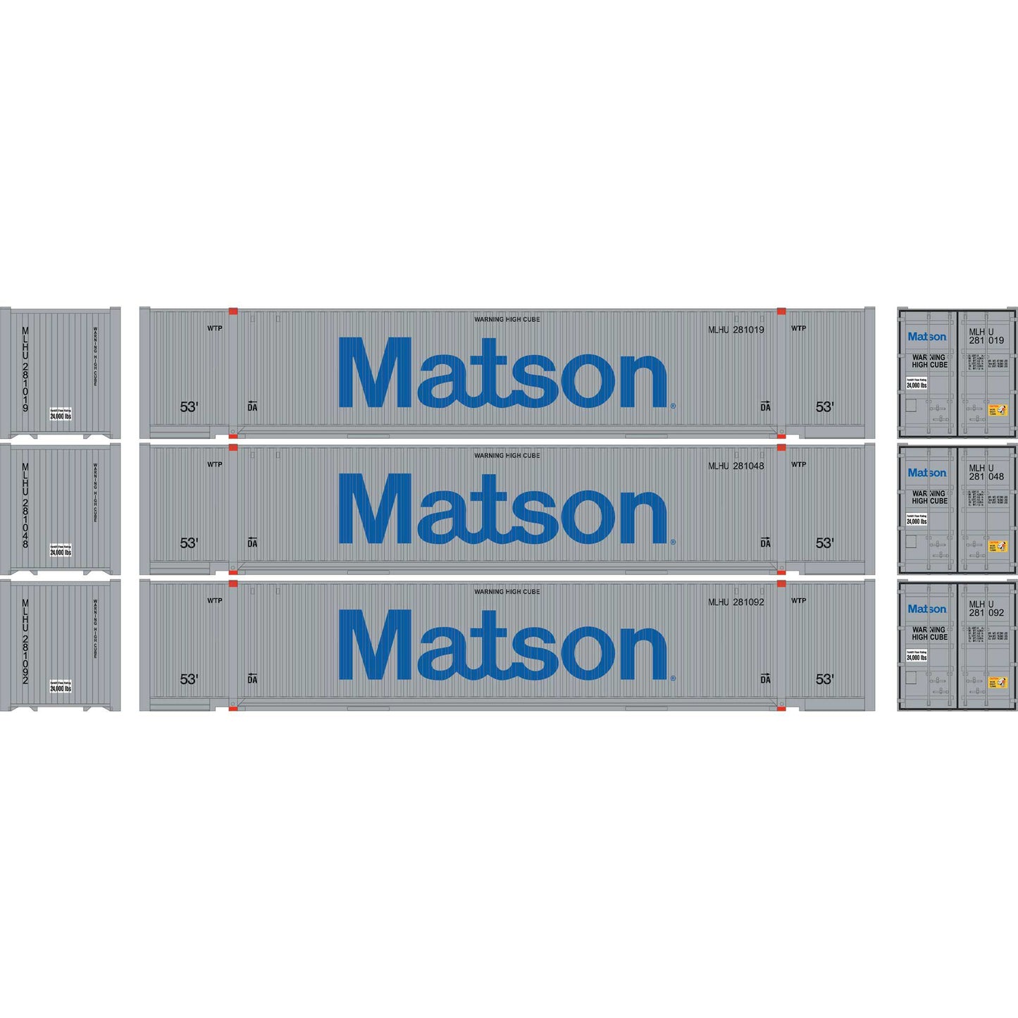 HO 53' Jindo Containers Matson MLHU Set of Three (ATH-1210)