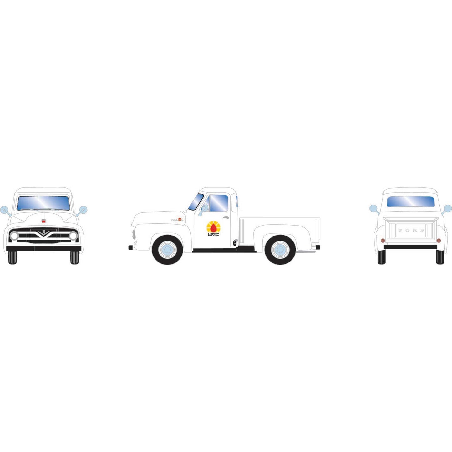 HO 1955 Ford F-100 Pickup Truck Liberty Feed (ATH-1882)