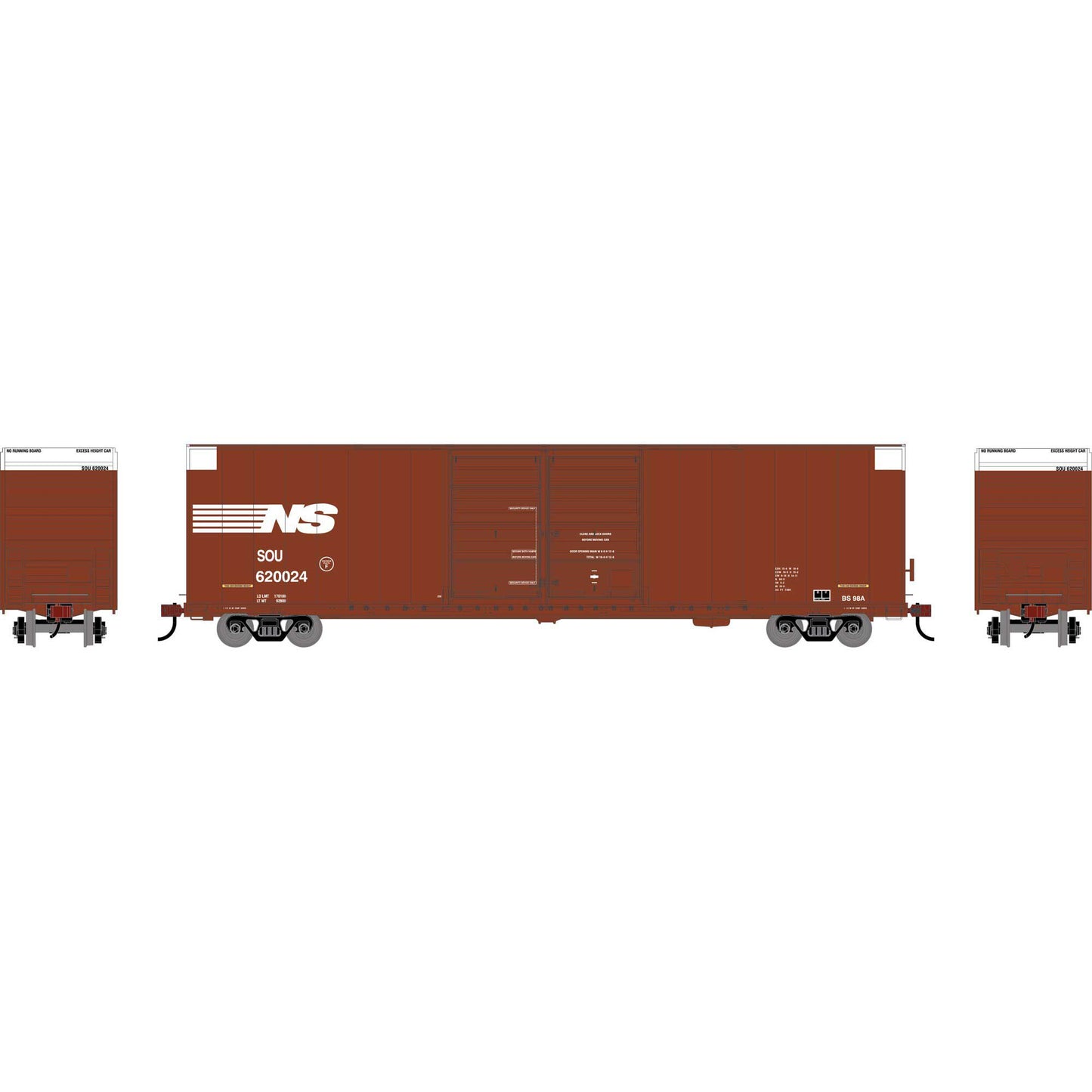 HO 60' FMC Smooth Side Double Door Box Car NS Ex-SOU #620024 (ATH-1967)