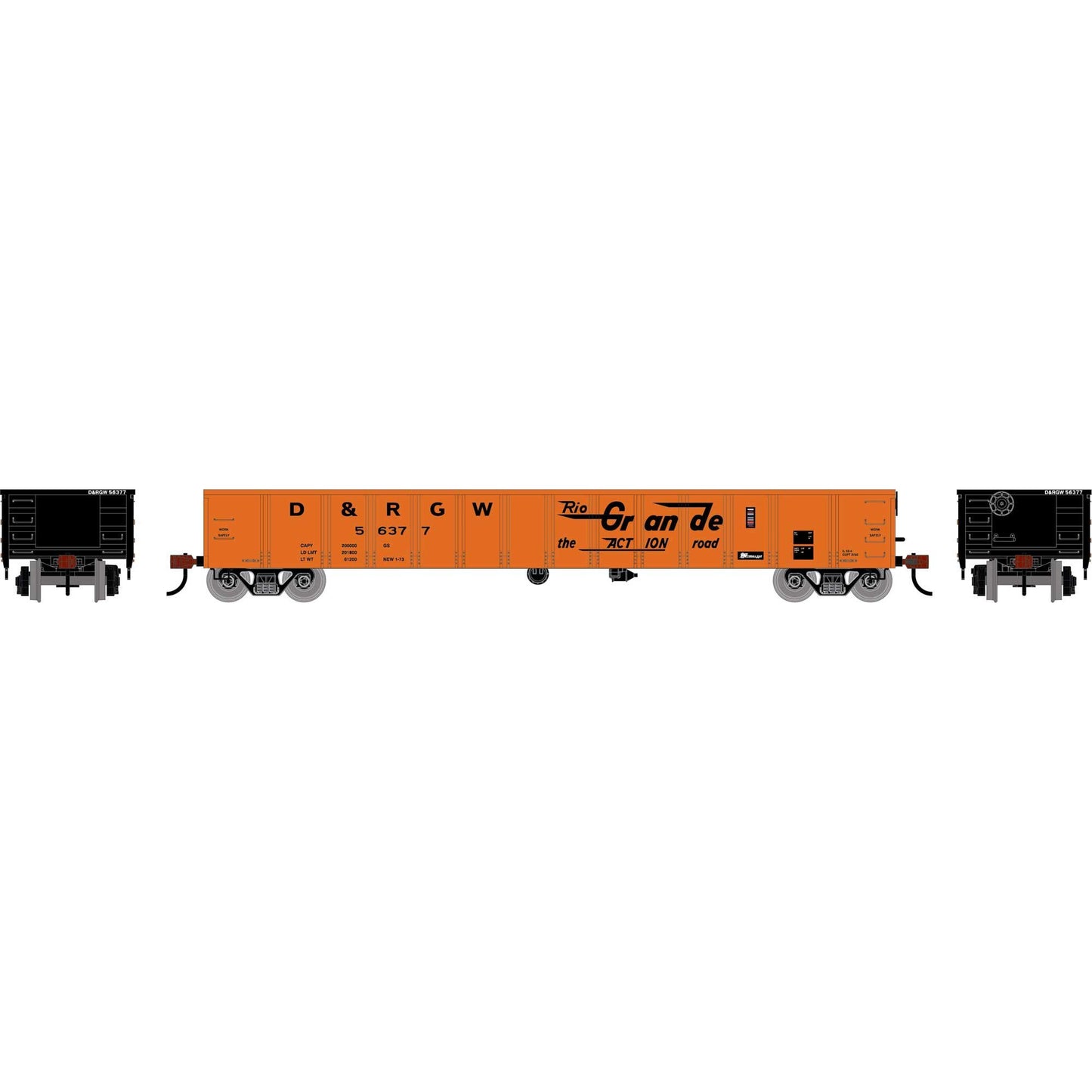 HO 52' Mill Gondola DRGW #56377 (ATH-1982)