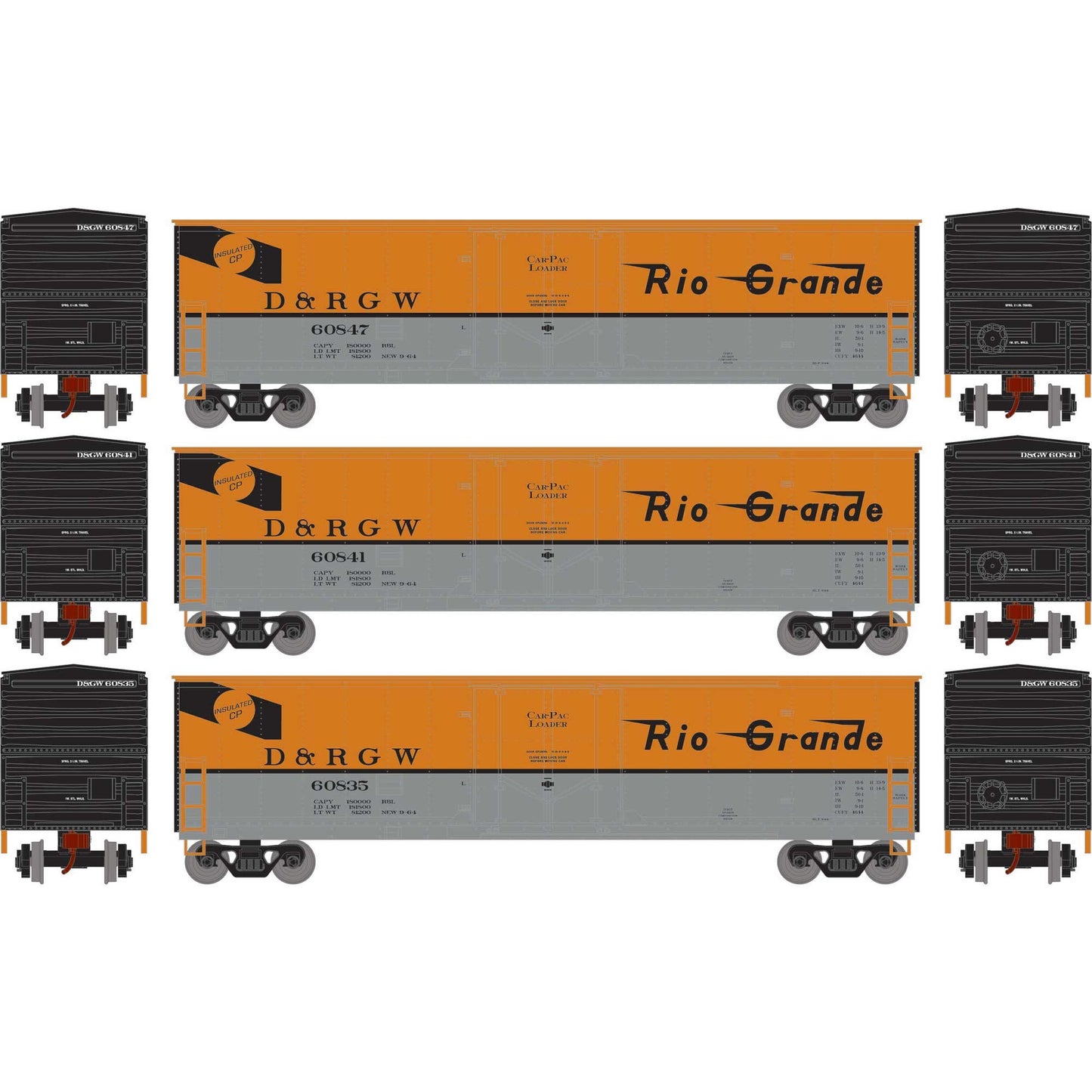 HO 50' Youngstown Plug Door Box Car DRGW #60835/60841/60847 (ATH-2064)