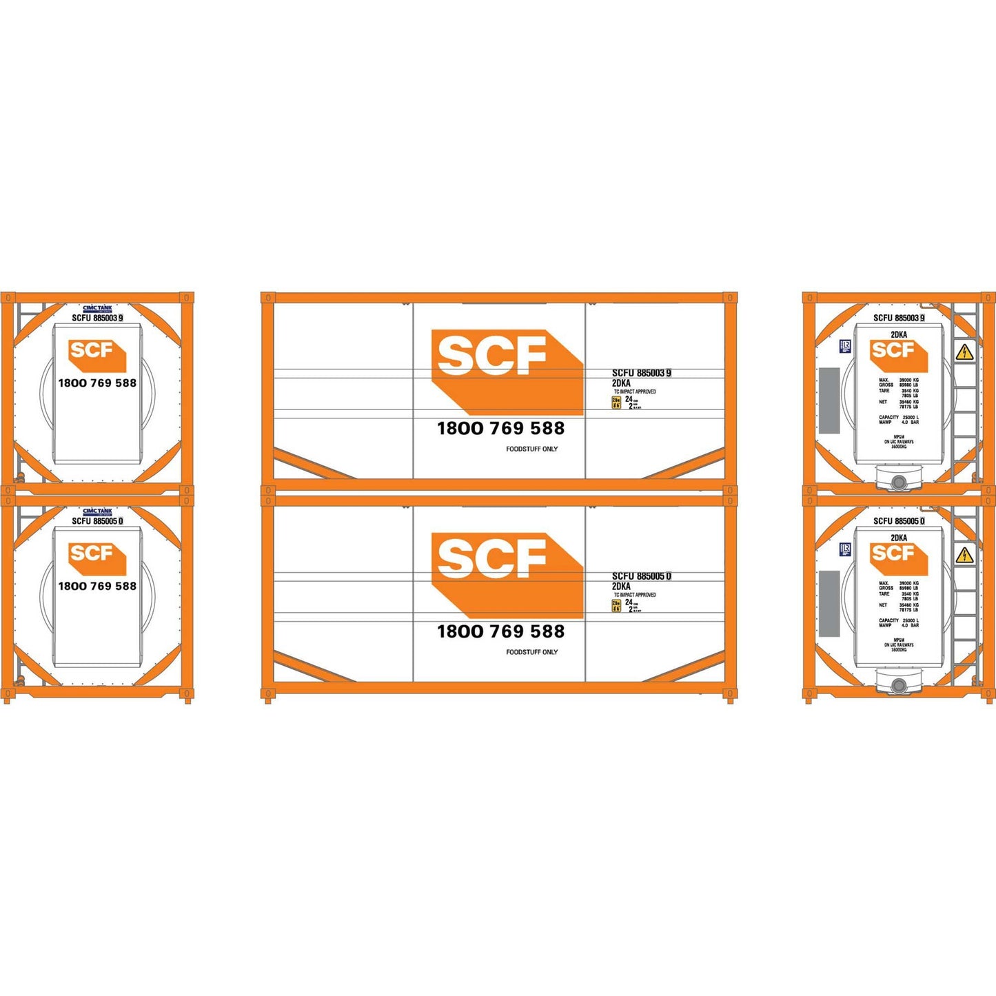 HO 20' ISO Tank Container SCFU #885003 9/885005 0 (2) (ATH-2119)