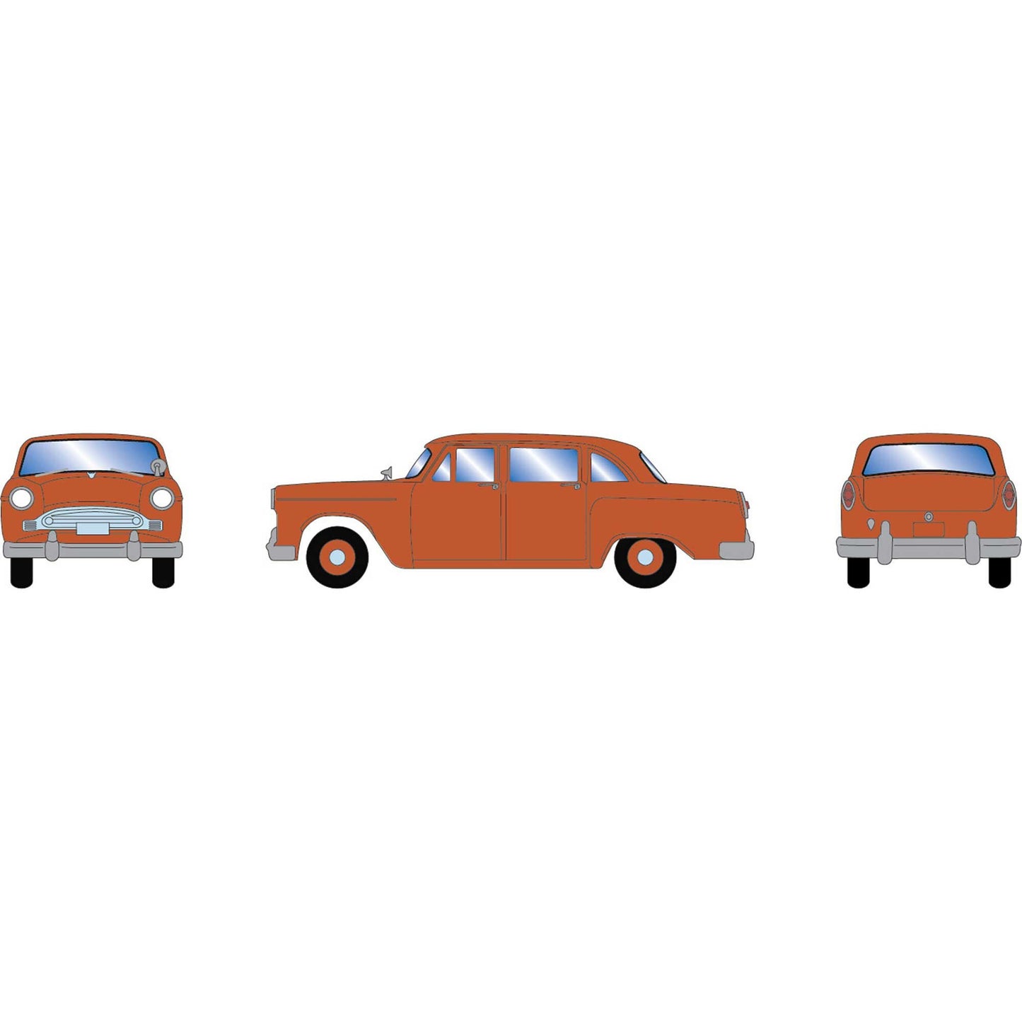 HO 1950's Sedan Taxi Car in Metallic Orange (ATH-2224)
