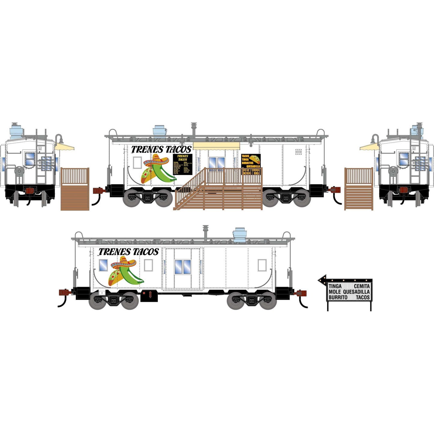 HO Bay Window Concession Caboose Trenes Tacos (ATH-2261)