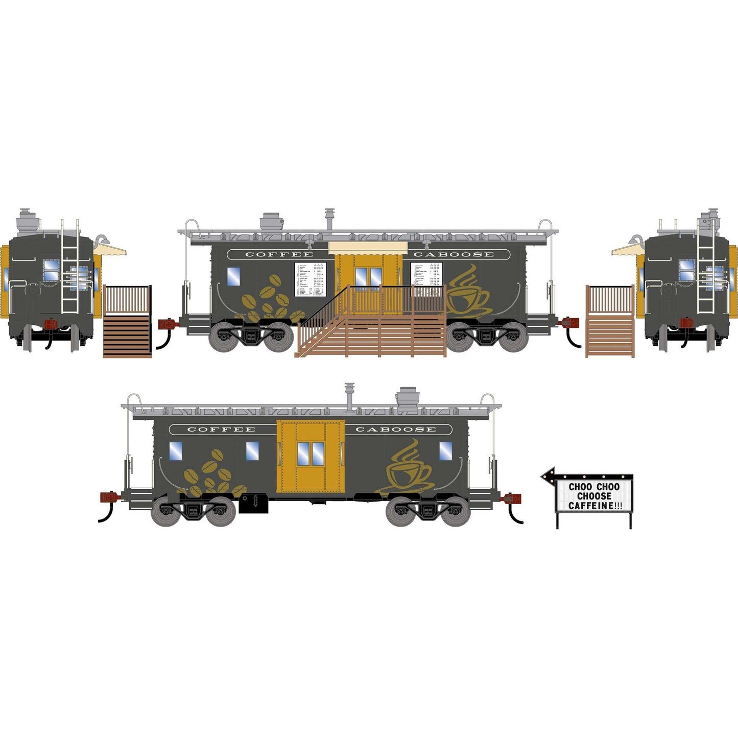 HO ATH Bay Window Concession Caboose Coffee Caboose (ATH-2263)