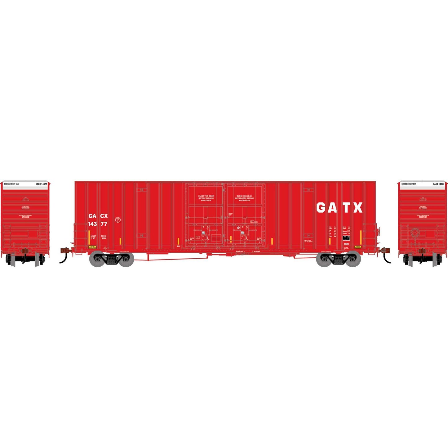HO 60' Gunderson High Cube Double Door Box Car GACX #14377 (ATH-2286)