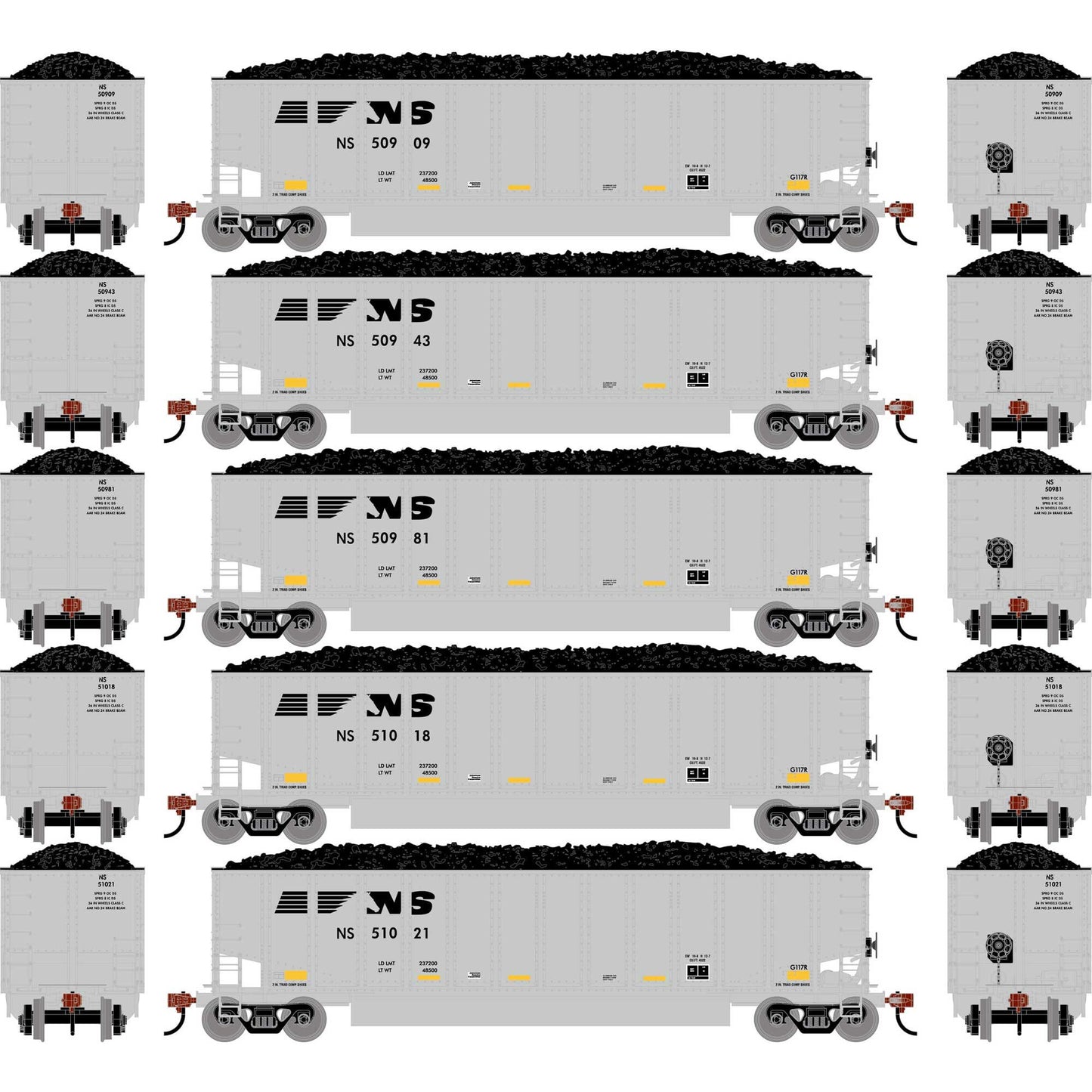 HO ATH Bethgon Coalporter with Coal Load - NS #50909/50943/50981/51018/51021 (ATH-2296)