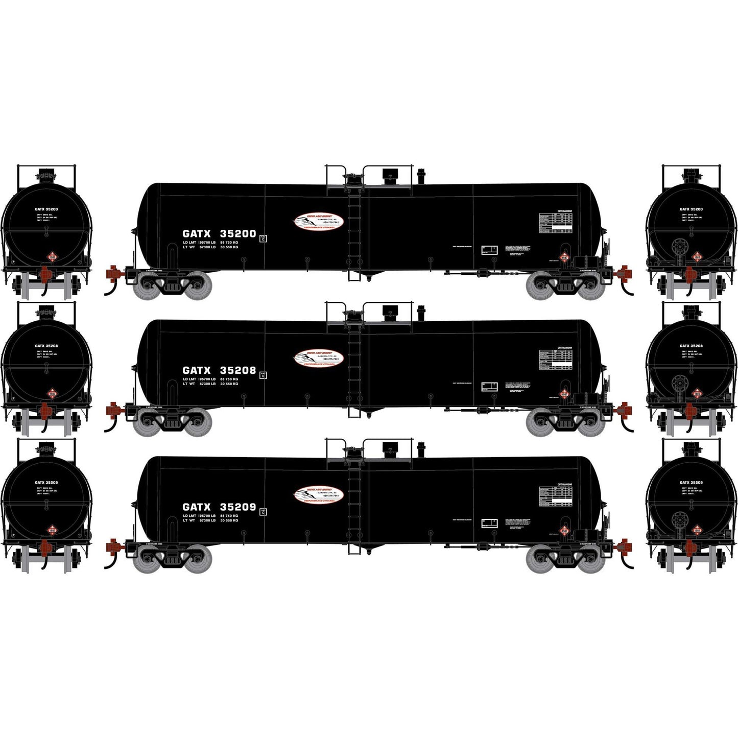 HO Athearn 30K Ethanol Tank Car GATX #35200/35208/35209 (ATH-2414)
