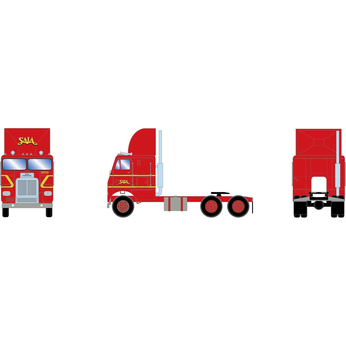 HO Freightliner Double-Axle Tractor Saia Model (ATH-2447)
