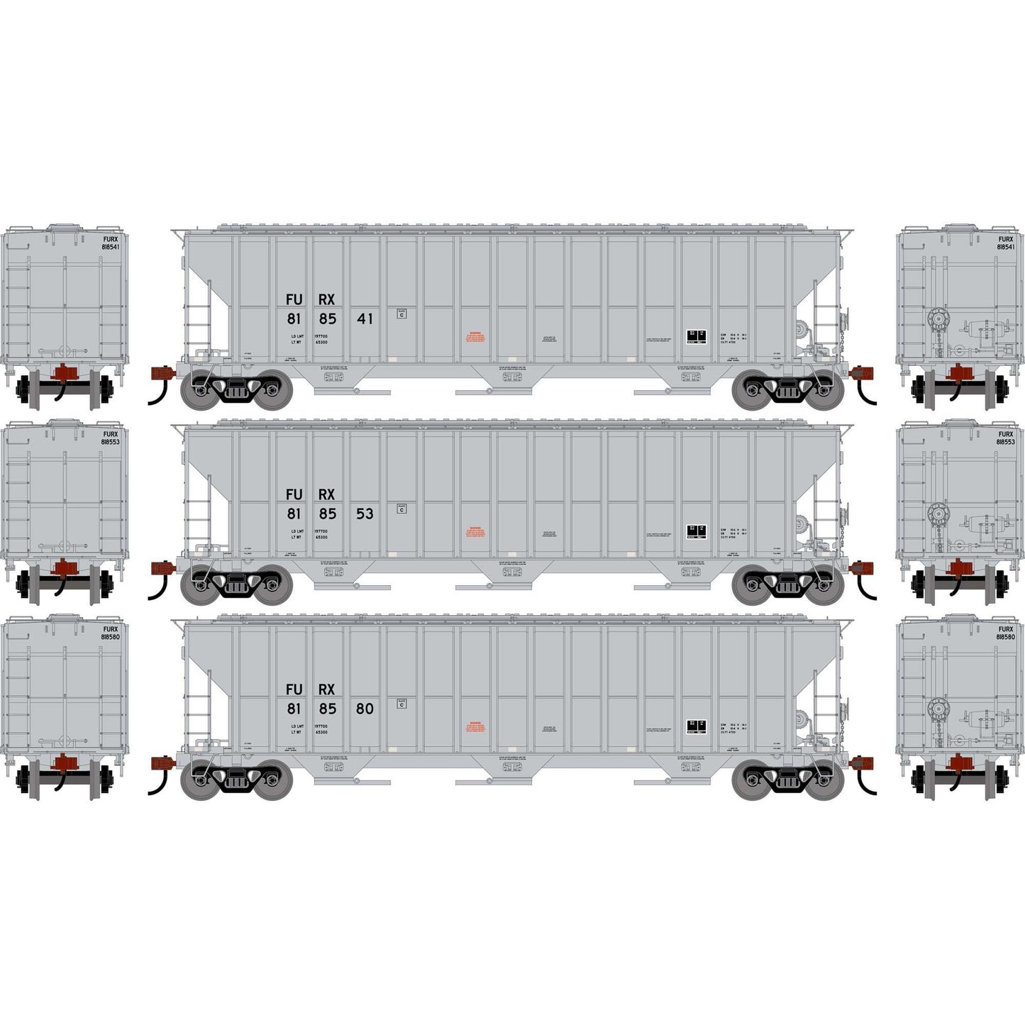 HO ATH FMC 4700 Covered Hopper FURX #818541/818553/818580 Set (ATH-2490)