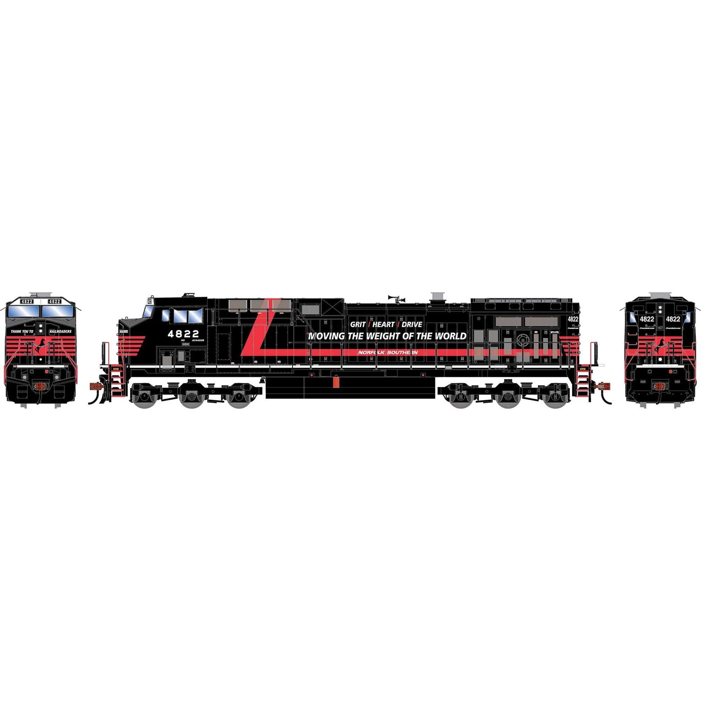 HO Athearn AC4400CW Locomotive NS Railroaders Tribute 4822 (ATH-2561)