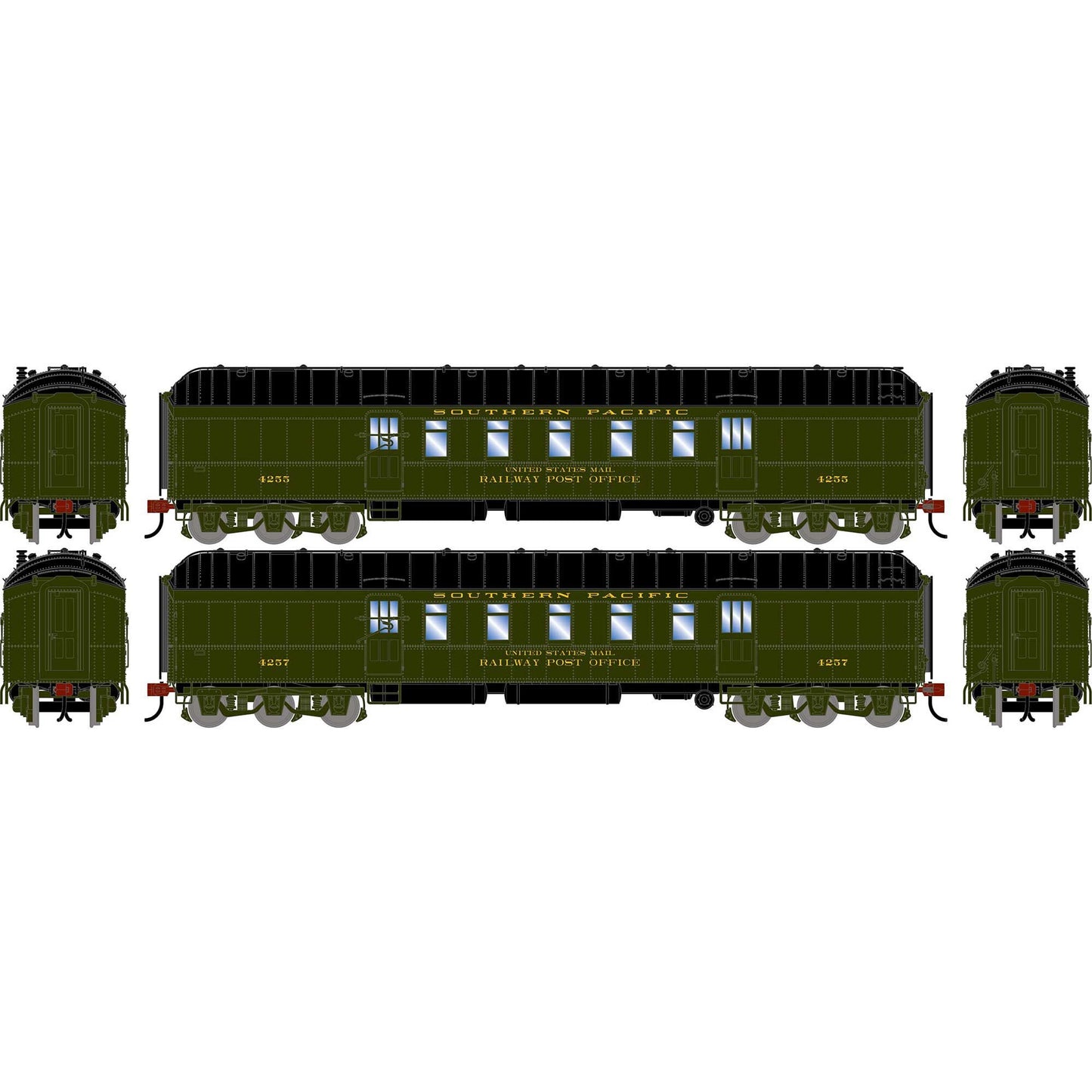 HO 60' Pullman Common Standard Postal Car SP #4255/4257 (ATH-2582)