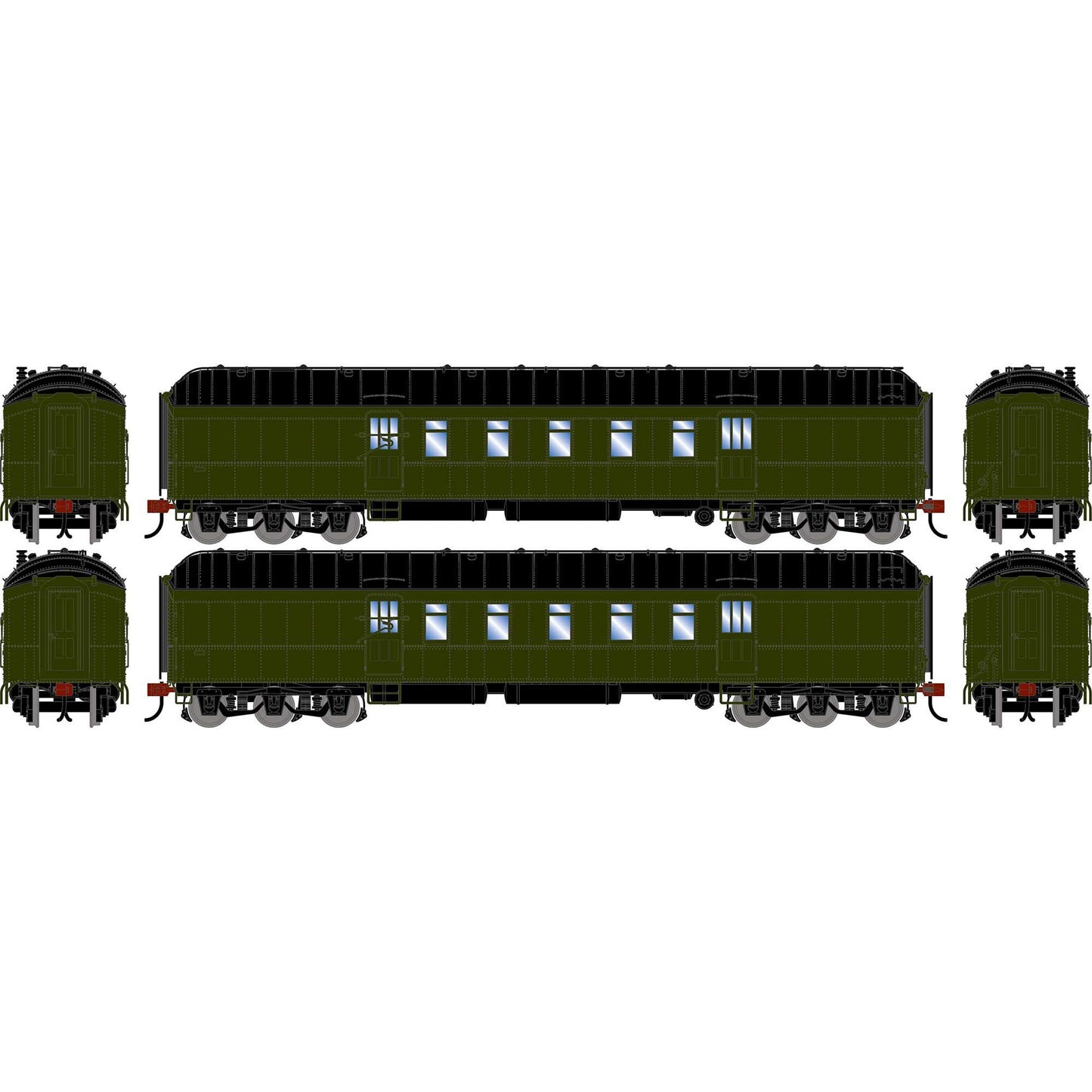 HO 60' Pullman Common Standard Postal Car Green Unlettered (ATH-2586)