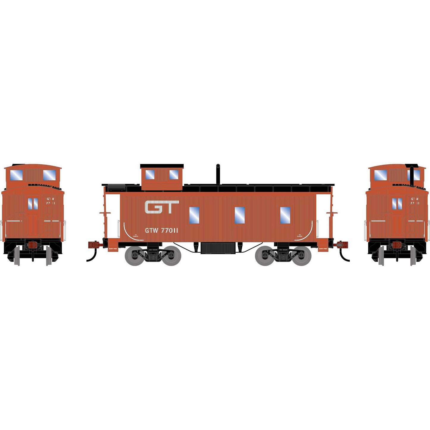 HO Athearn 3-Window Wood Caboose GTW #77011 (ATH-2595)