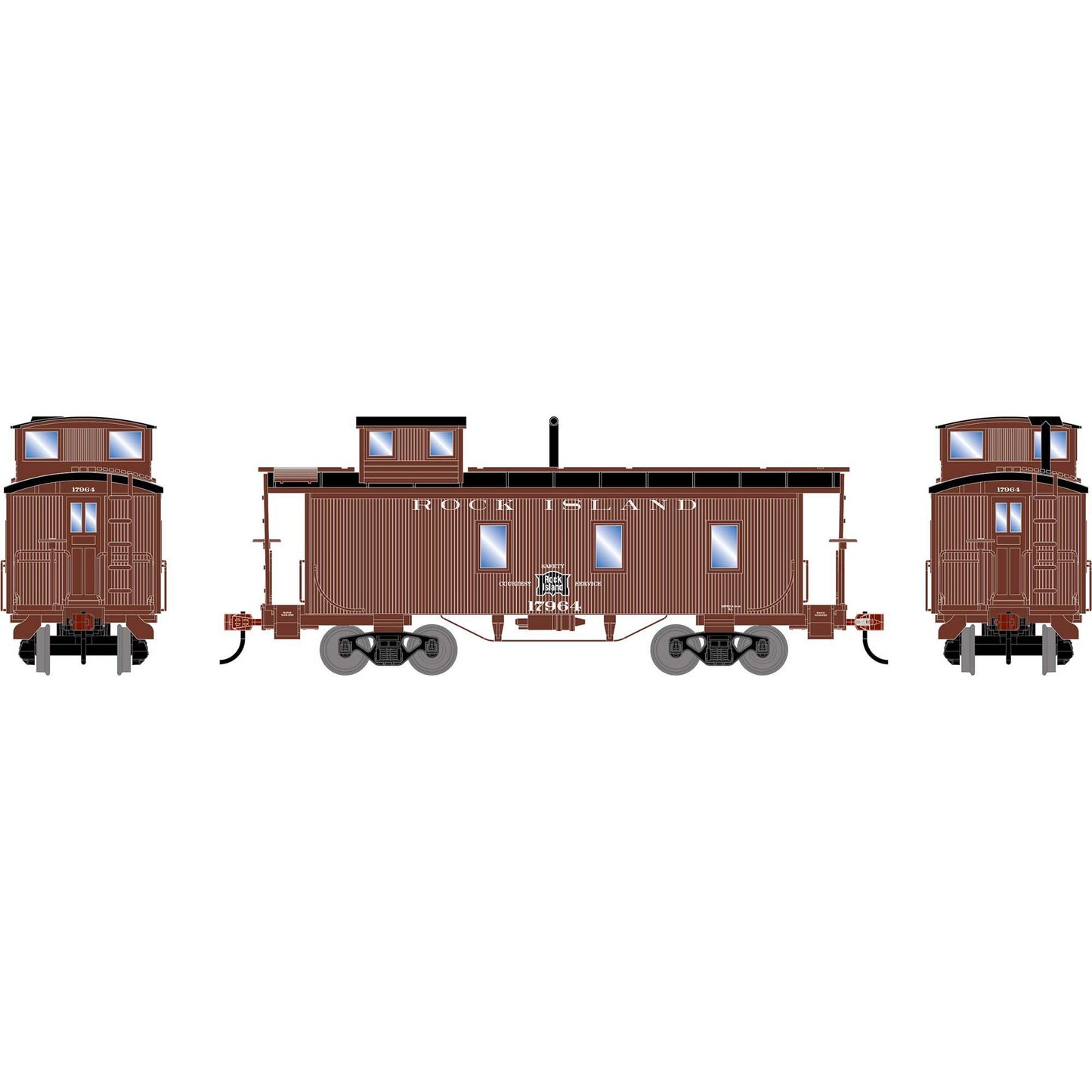 HO ATH 3-Window Wood Caboose RI #17964 (ATH-2598)