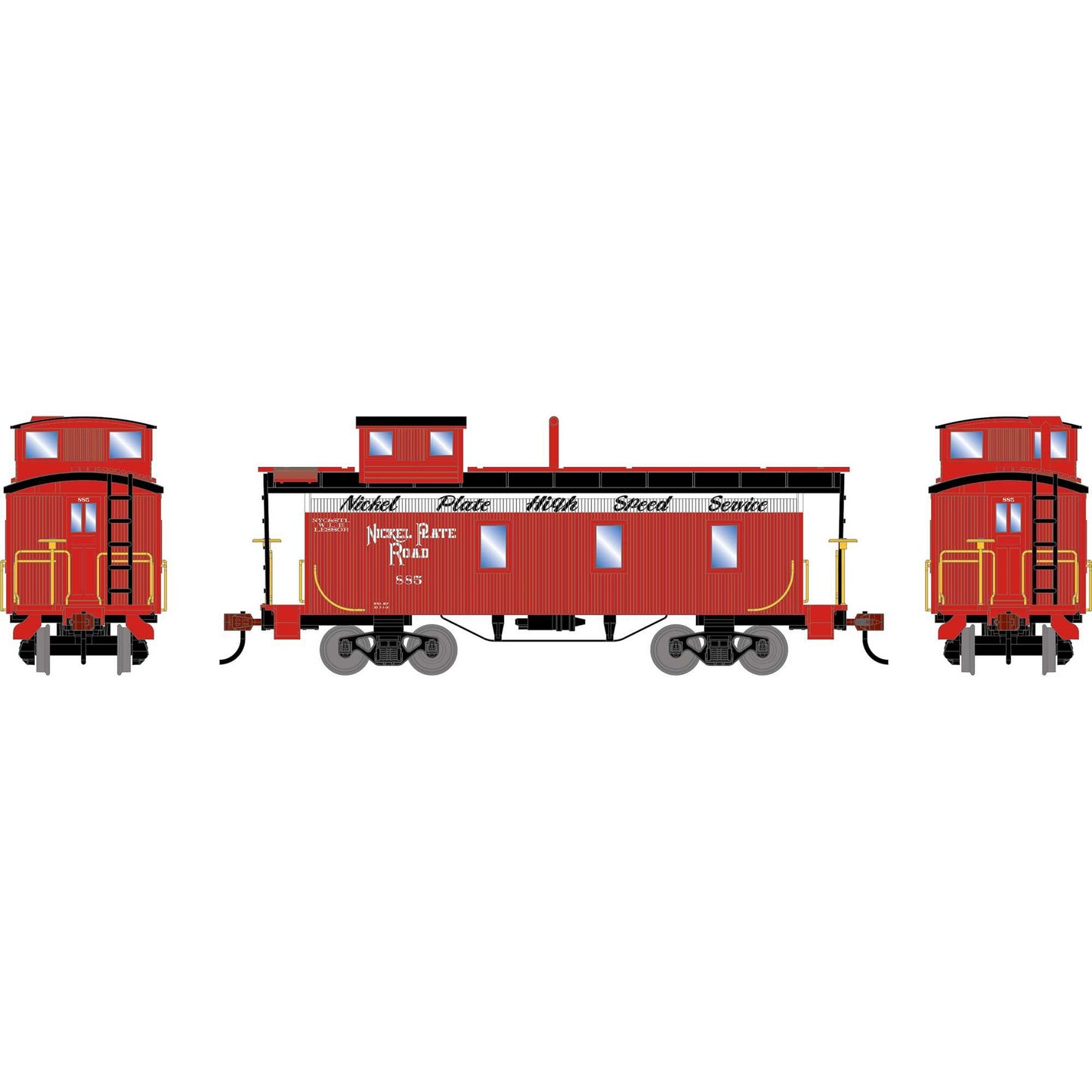 HO ATH 3-Window Wood Caboose NKP #885 (ATH-2600)