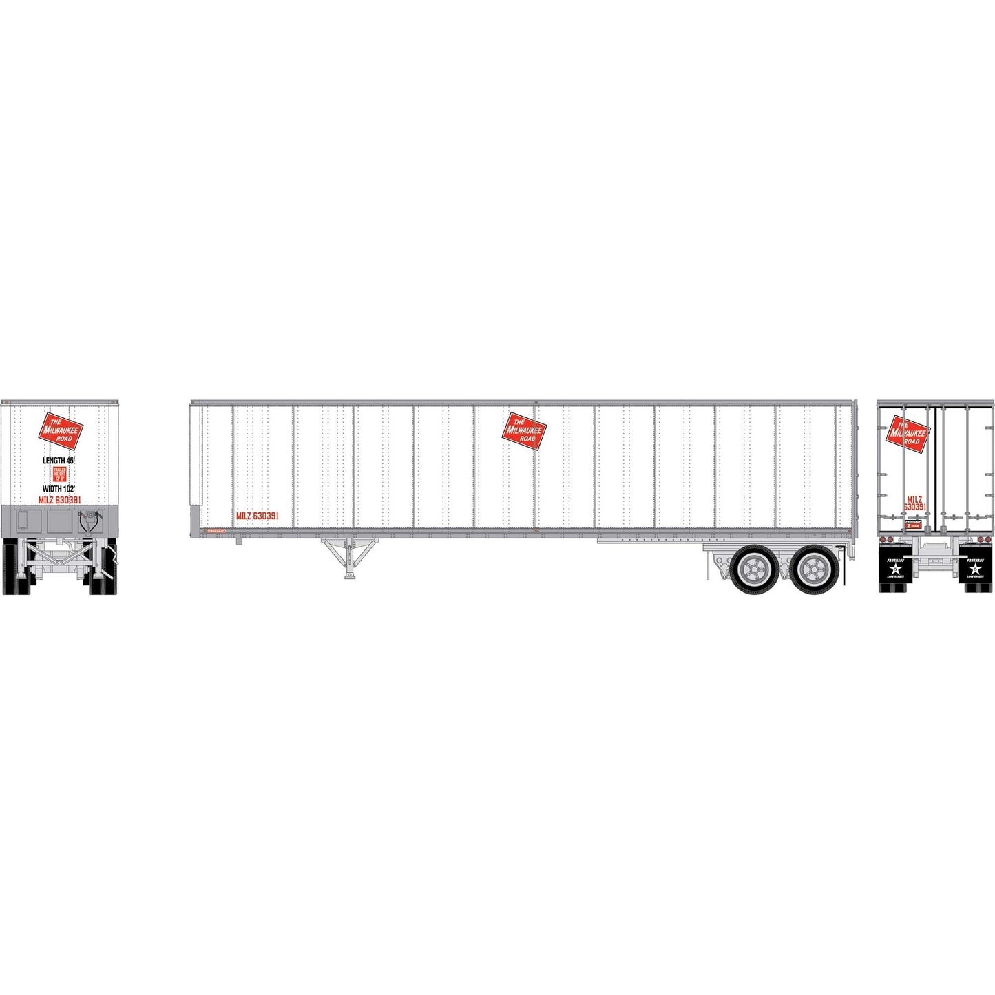 HO 45' Fruehauf Z-Van Trailer Smooth Side Model (ATH-2618)