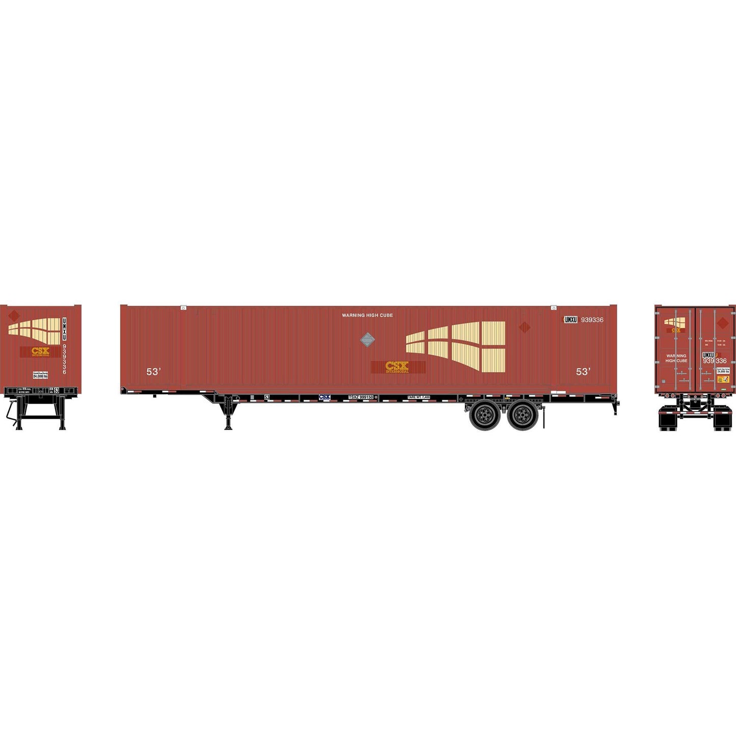 HO ATH 53' Chassis with Container CSX Design (ATH-2654)