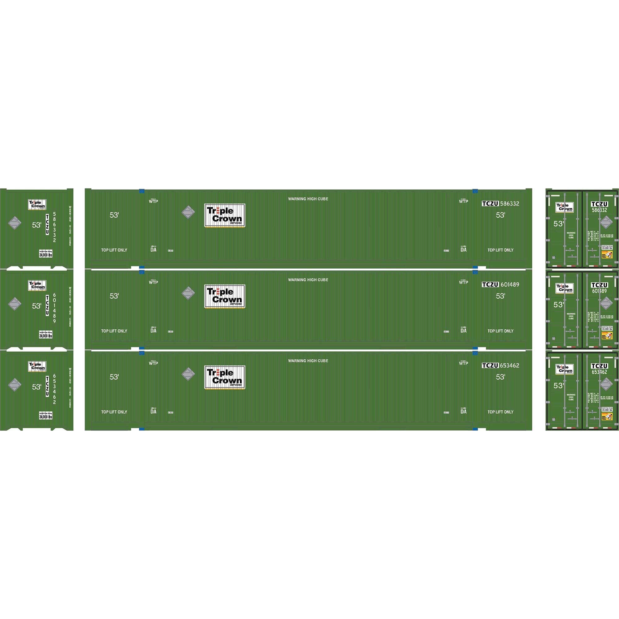 HO ATH 53' Jindo Containers TCZU #586332/601489/653462 Set of 3 (ATH-2 ...