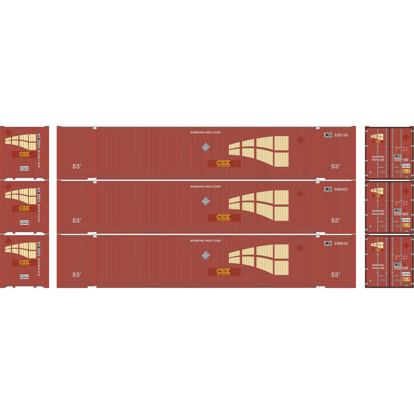 HO ATH 53' Jindo Containers UMXU #939189/939402/939546 (Set of 3) (ATH-2663)
