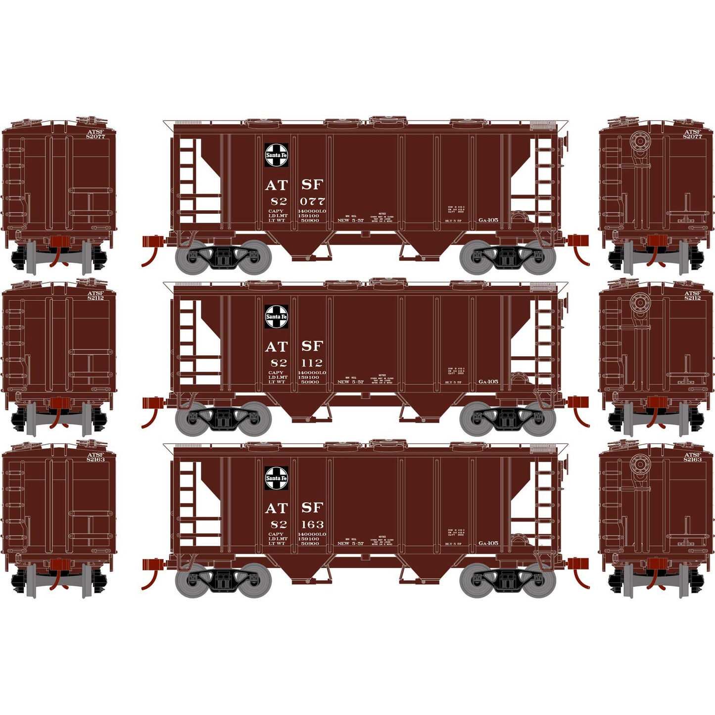 HO PS-2 2003 2-Bay Hopper Model - ATSF (ATH15411)