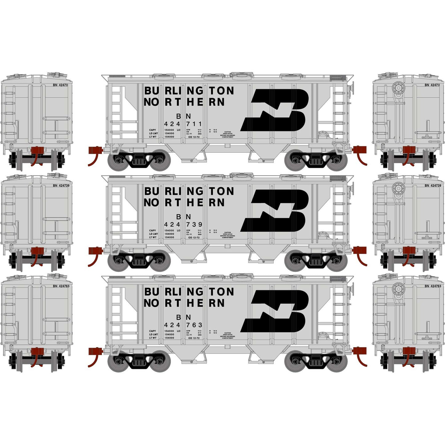 HO PS-2 2003 2-Bay Hopper Burlington Northern Model (ATH15417)
