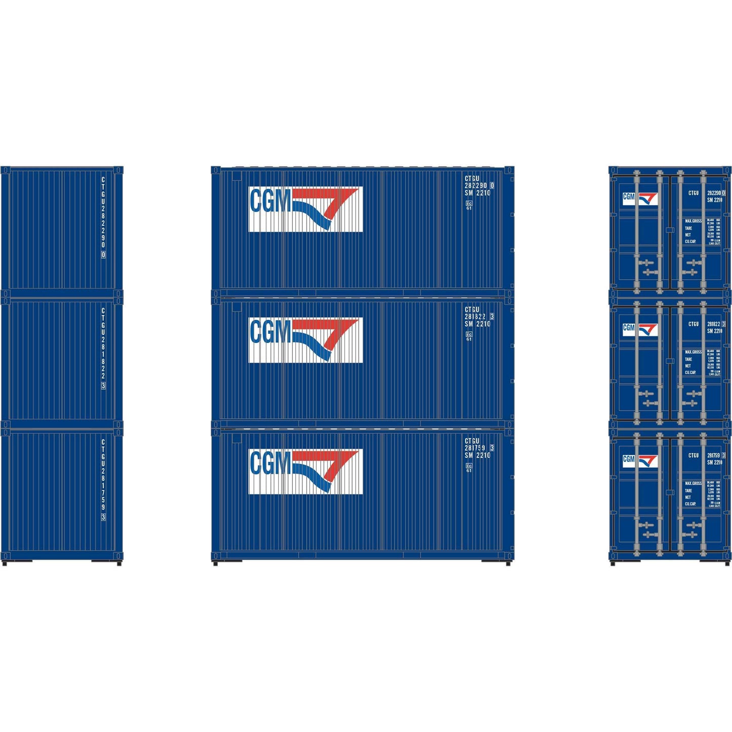 HO RTR 20' Corrugated Container CGTU #1 (3) (ATH27787)