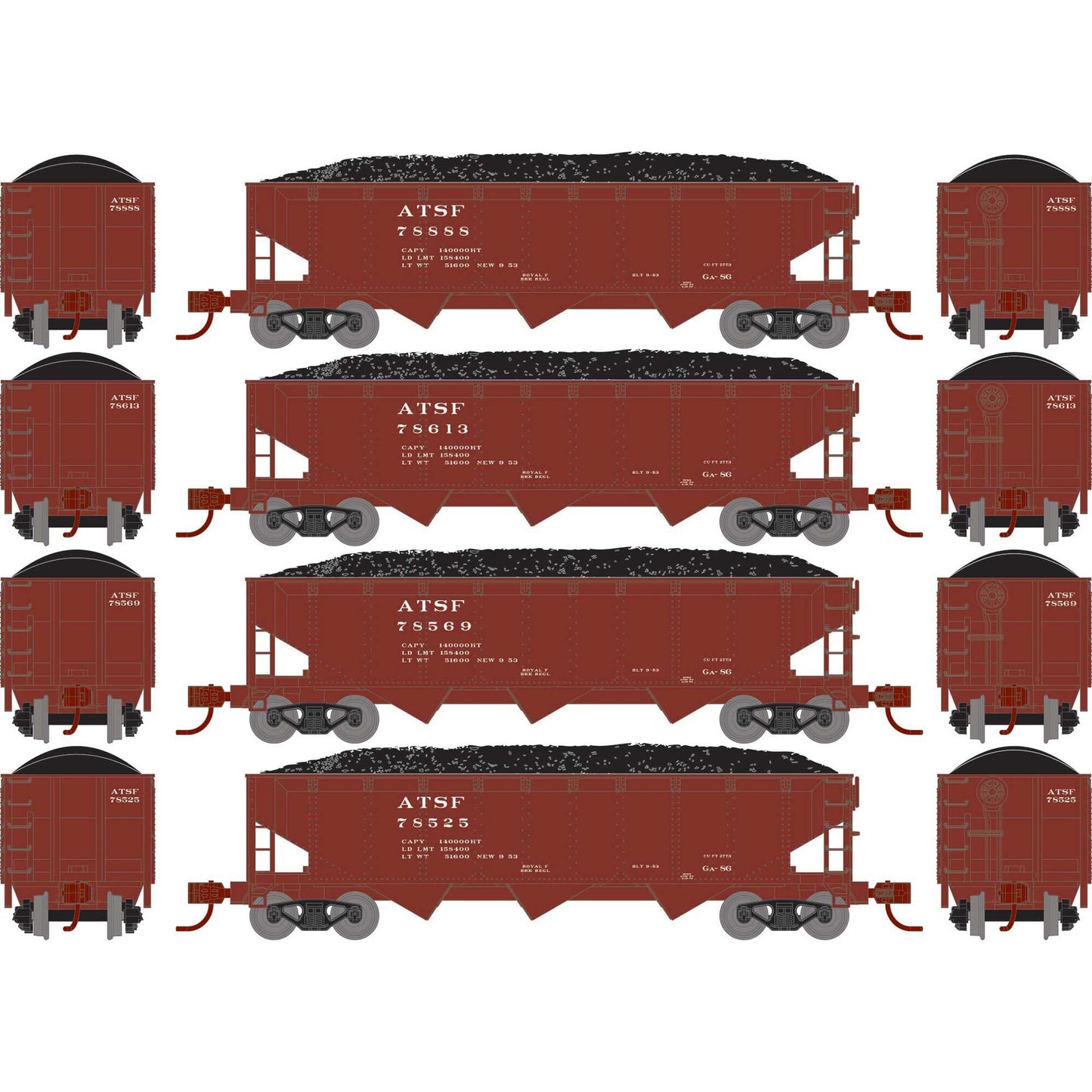 N 40' Offset Coal Hopper with Load, ATSF #1 (ATH28565)
