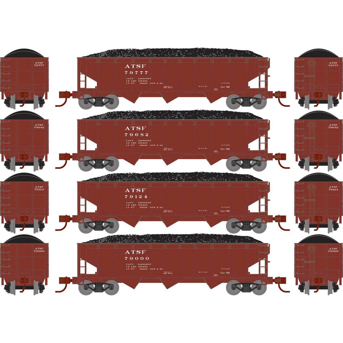 N 40' Offset Coal Hopper with Load, ATSF #2 (ATH28566)
