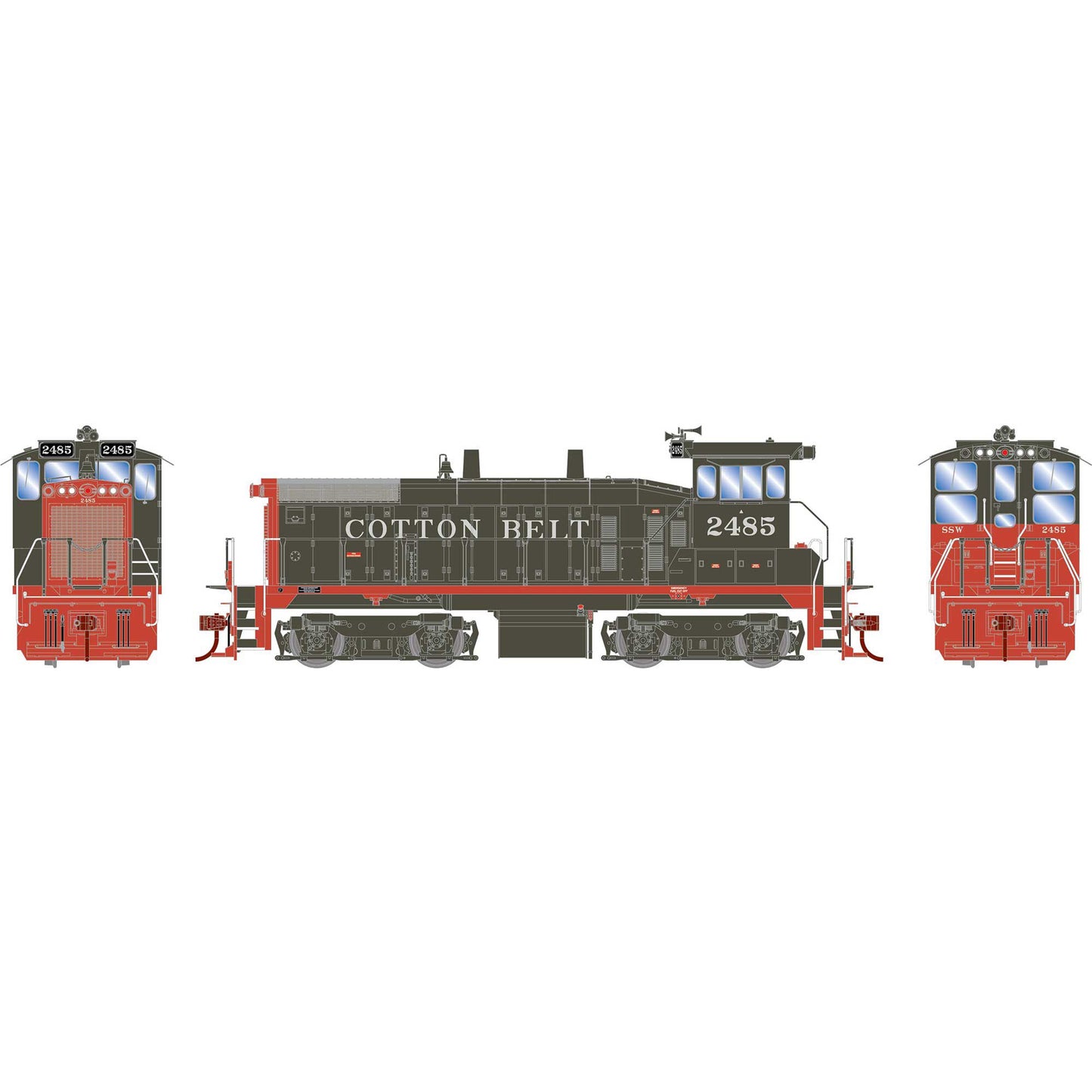 HO RTR SW1500 Cotton Belt (SSW) #2485 Model Locomotive (ATH28660)
