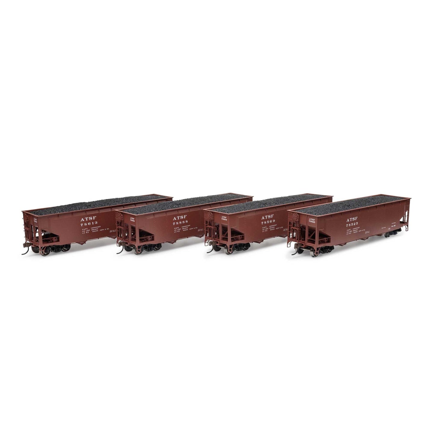 HO 40' Offset Coal Hopper with Load ATSF #1 (4) (ATH33078)