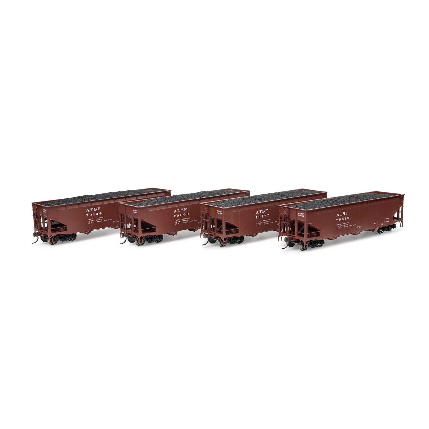 HO 40' Offset Coal Hopper with Load ATSF #2 (4) (ATH33079)