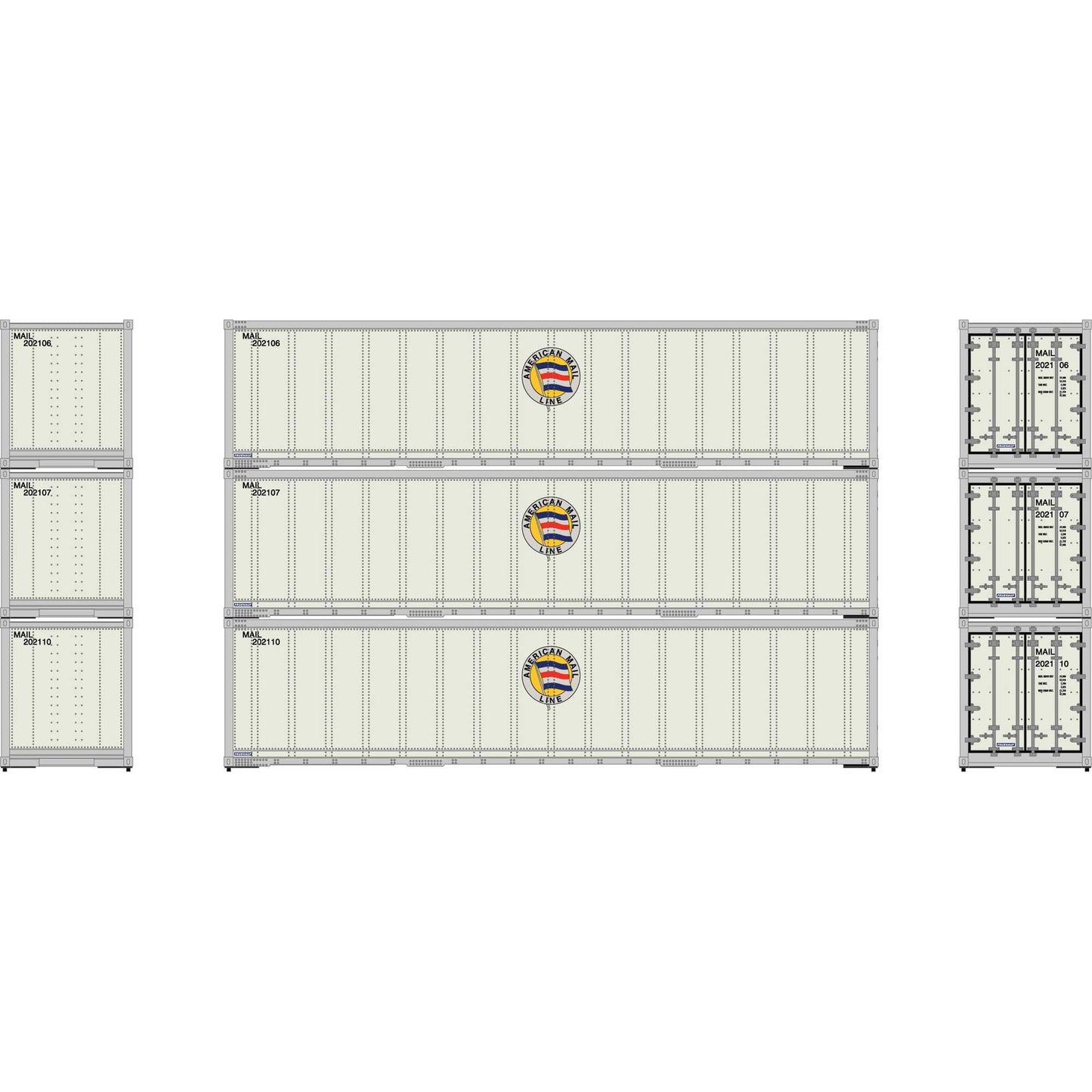 HO 40' Smooth Side Containers AML #1 (3) (ATH63387)