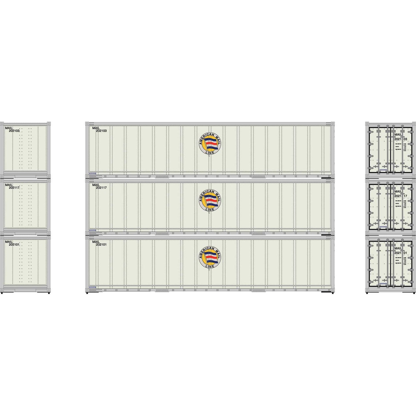 HO 40' Smooth Side Containers Set of 3 (ATH63388)