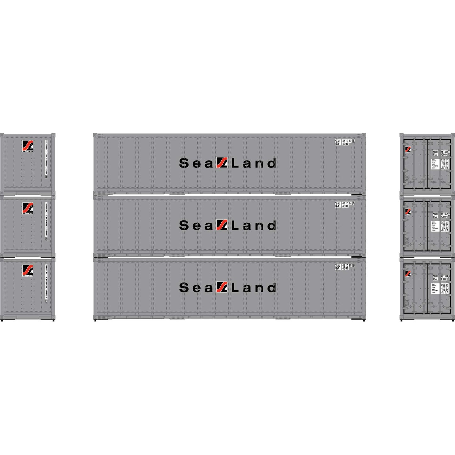 HO 40' Smooth Side Containers SEAU #2 (3) (ATH63392)