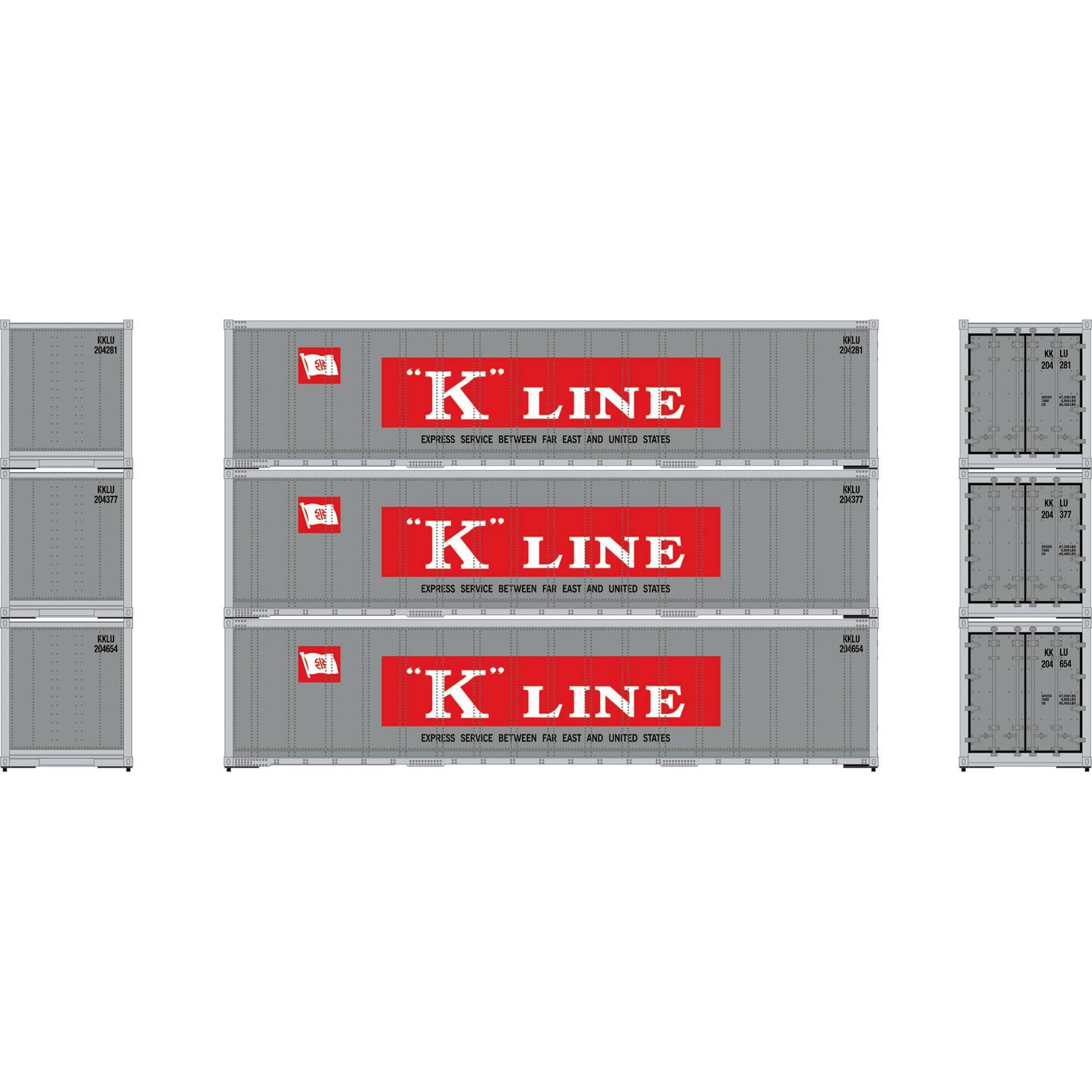 HO 40' Smooth Side Containers KKLU #1 (ATH63393)
